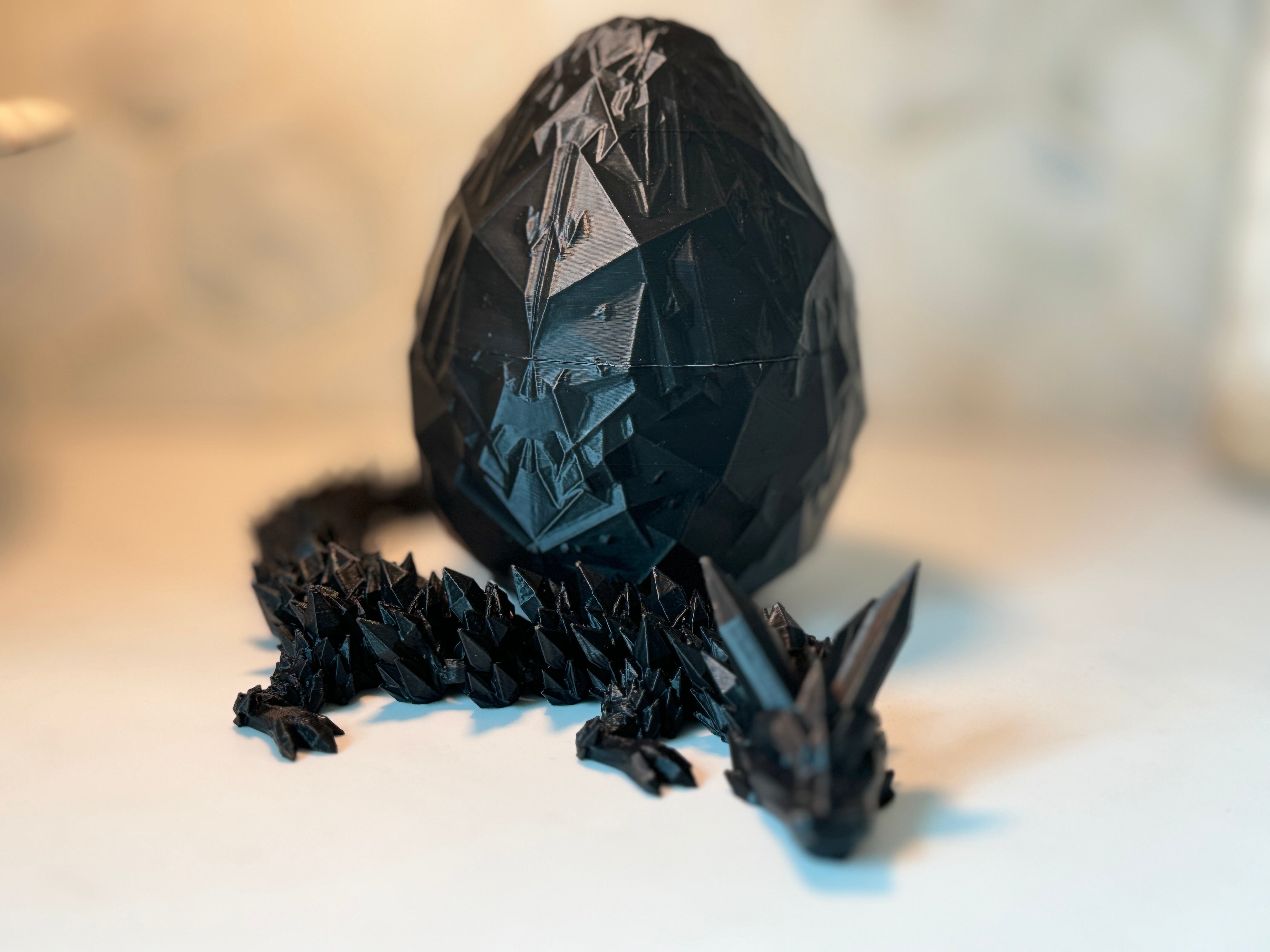 Black 3D Dragon Fidget Toy, Articulated Flexible Dragon Toy, Handmade Crystal Dragon, Gift For boyfriend, kids, Bookshelf Decor