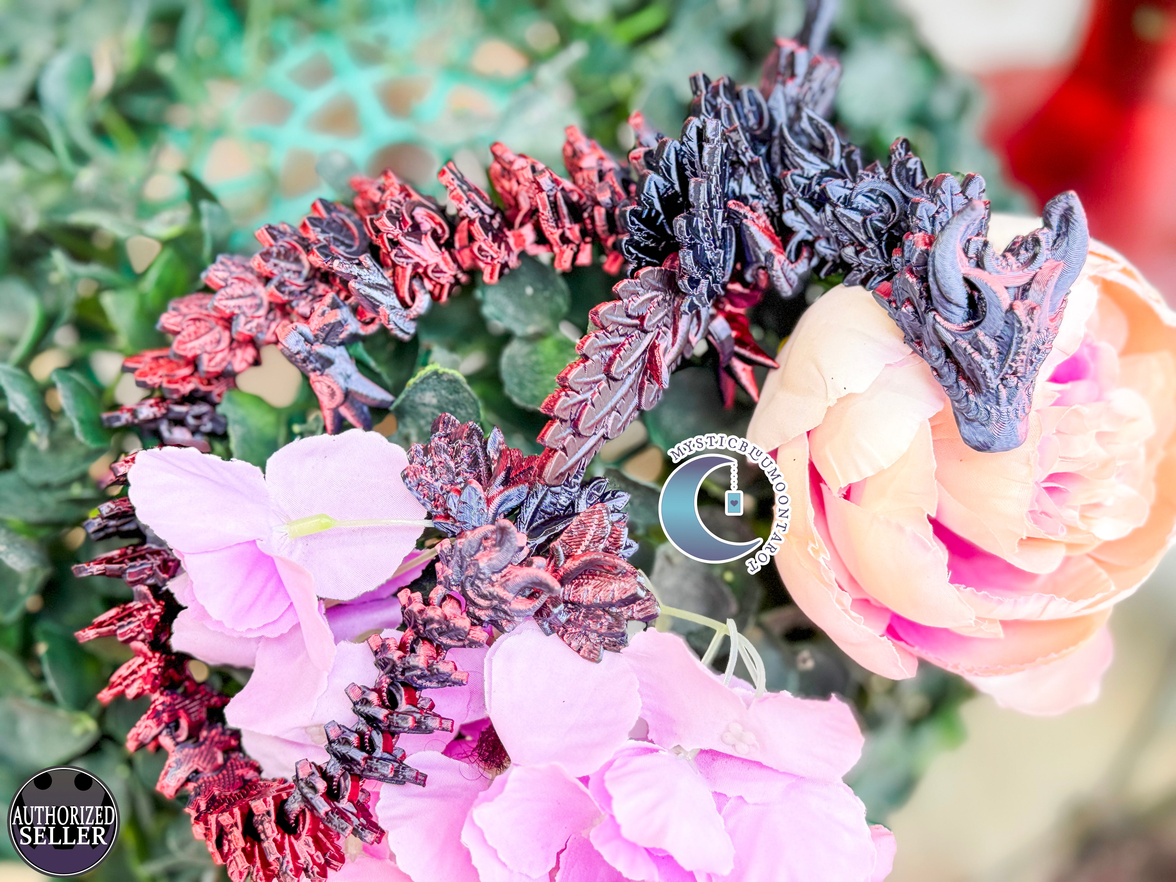 3D printed articulated crystal dragon, showcasing intricate details and flexibility, perfect for fantasy enthusiasts and collectors