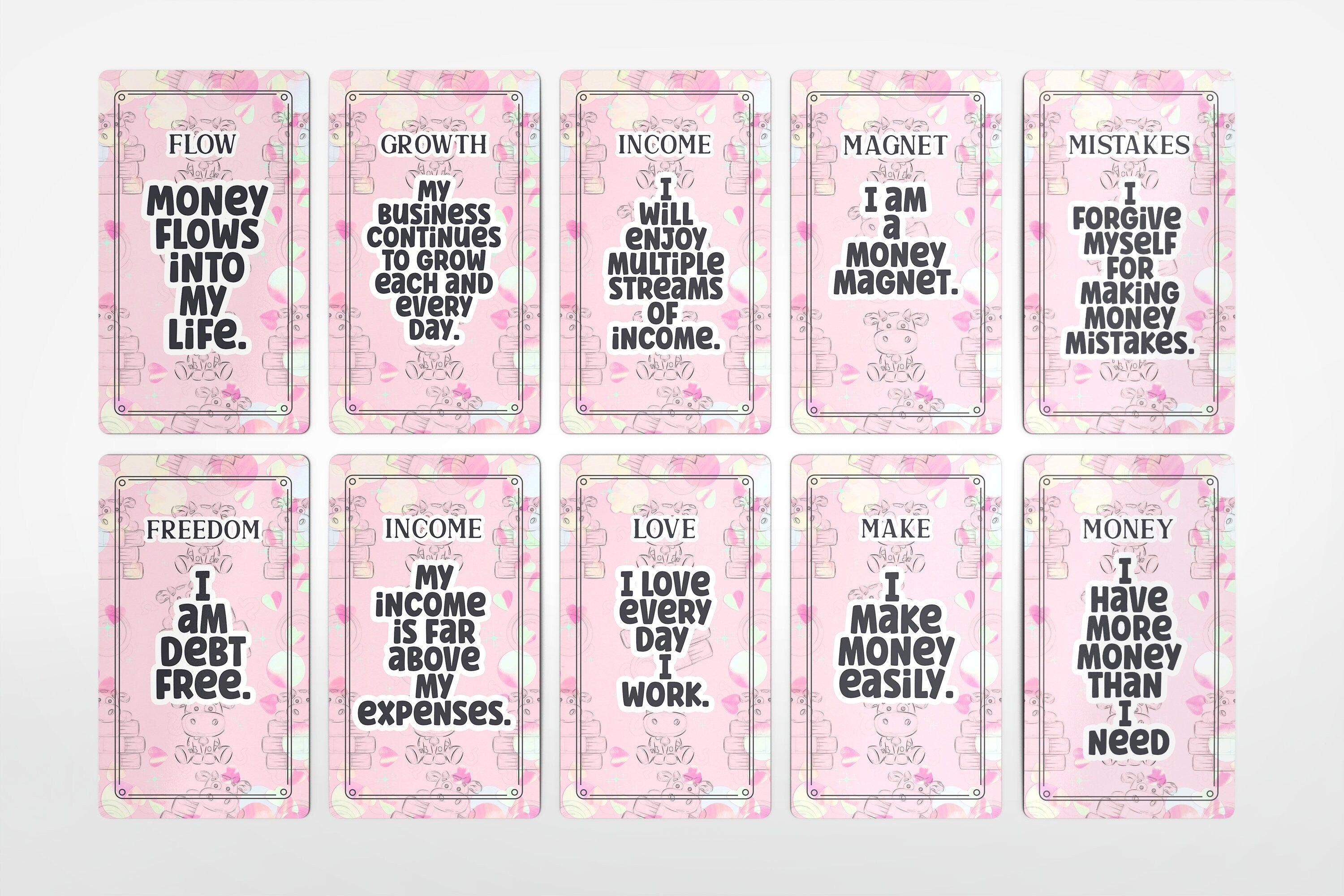 Money Affirmations Oracle Deck Tarot Career Finances Cards Kawaii