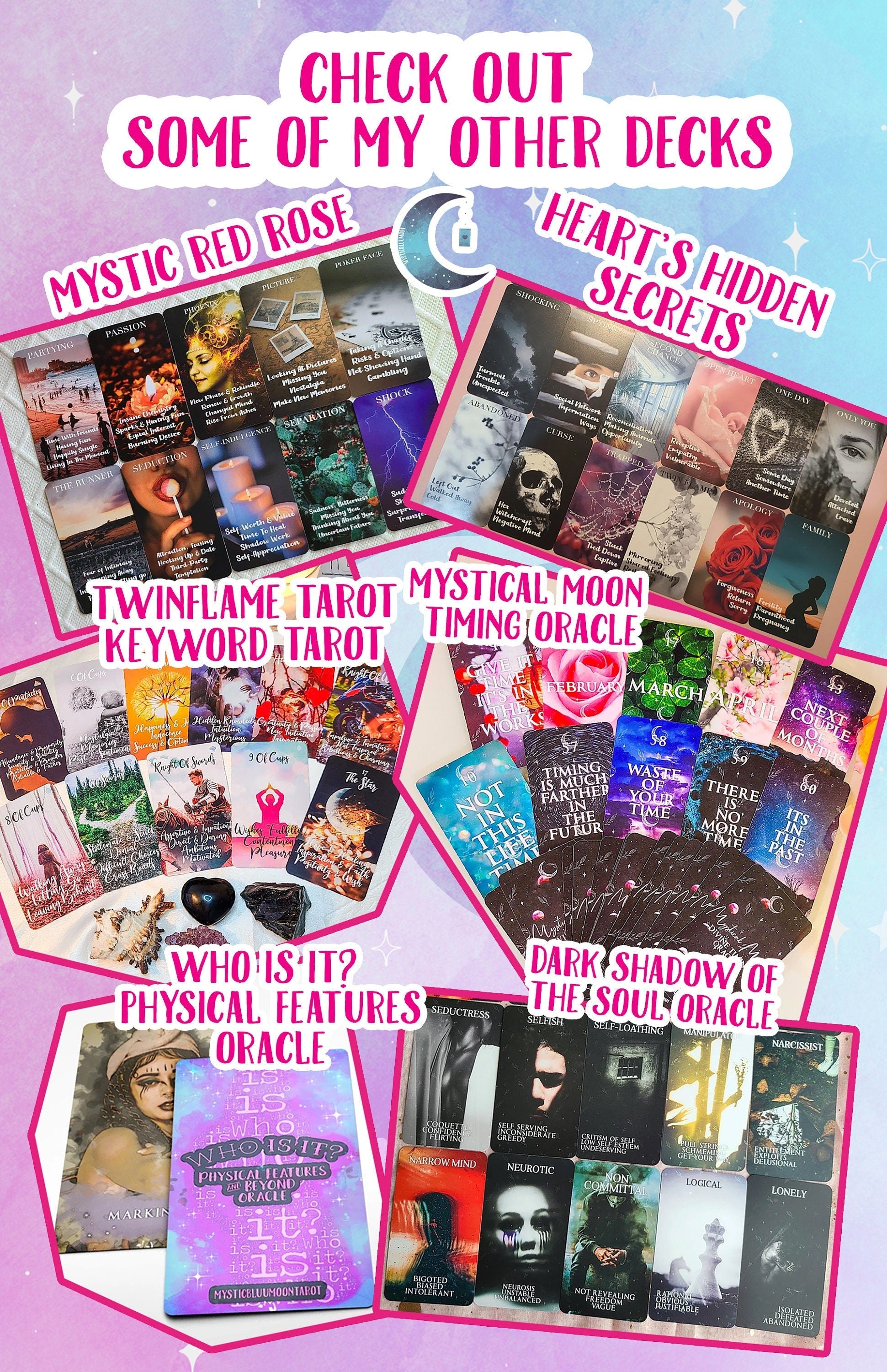 Mystic Red Rose Oracle Deck A Situations Deck Tarot Cards Deck Twin Flame Oracle Cards Love Keywords Meaning Unique Healing Deck