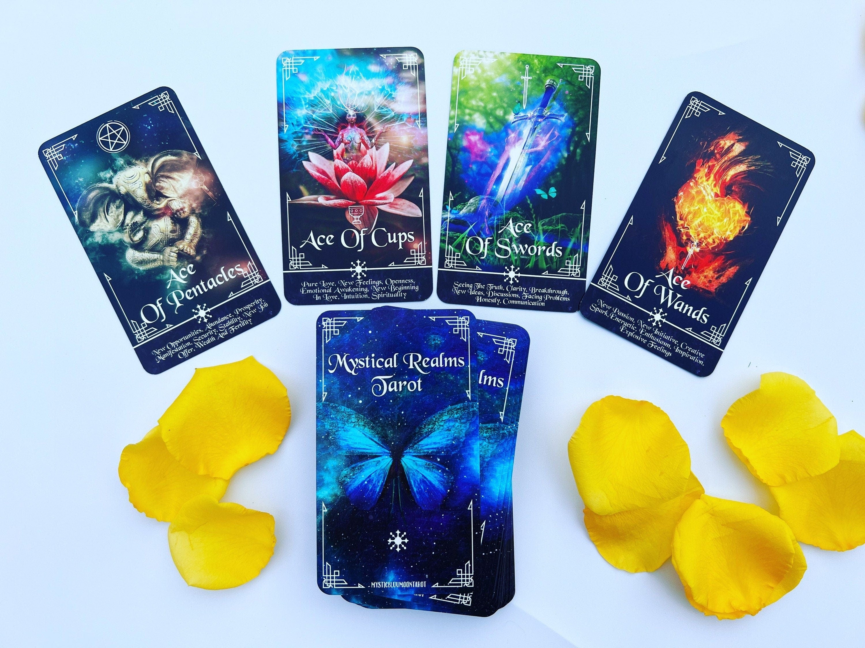 Mystic Realms Tarot Deck, 78 Cards With Keyword Meanings, Beginner Deck For Oracle Decks, Tarot Gift, Spiritual Divination Guidance