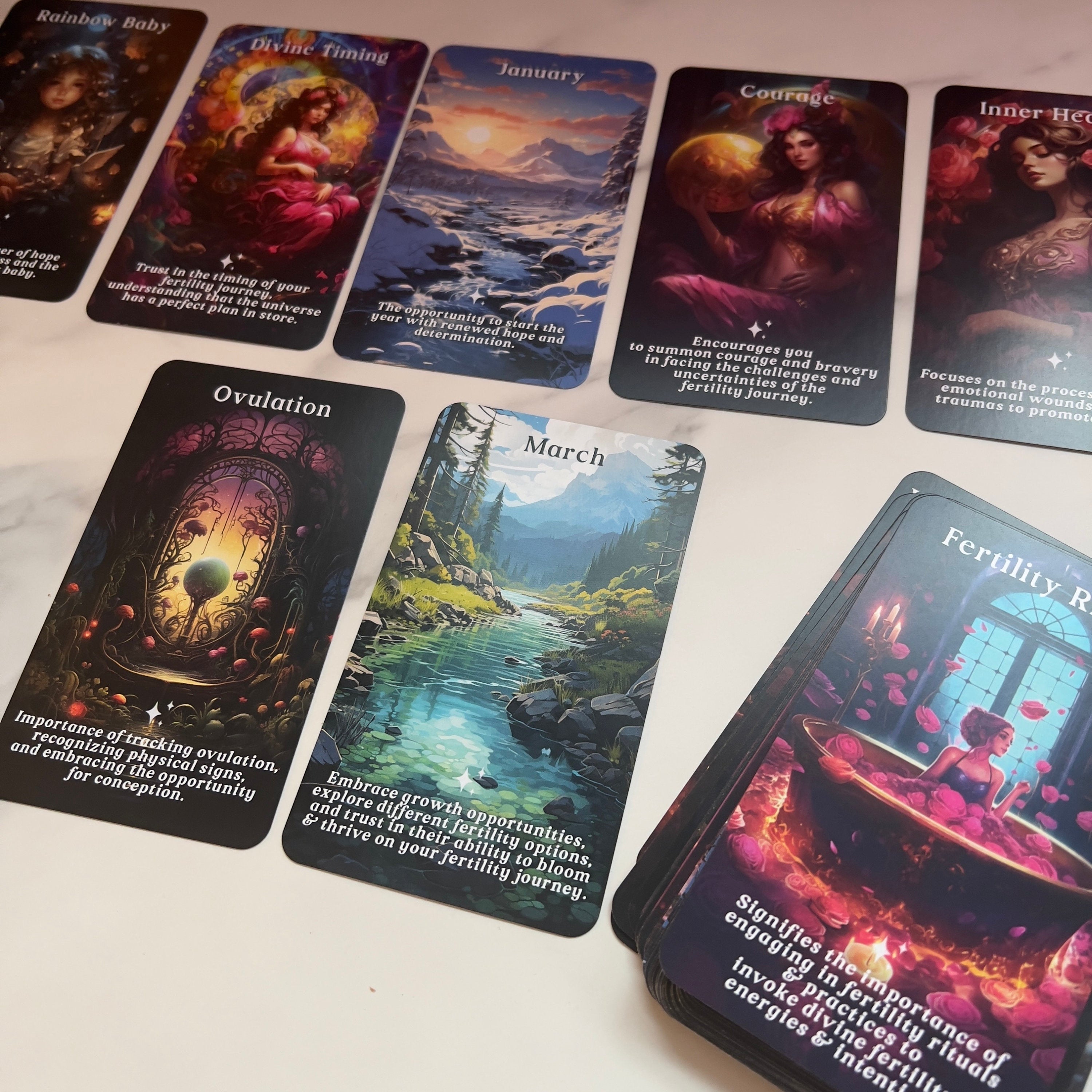 Mystic Blossom Oracle Deck, Fertility Pregnancy Oracle Cards, Messages Guide, Parenthood, Zodiac Timing 76 Cards