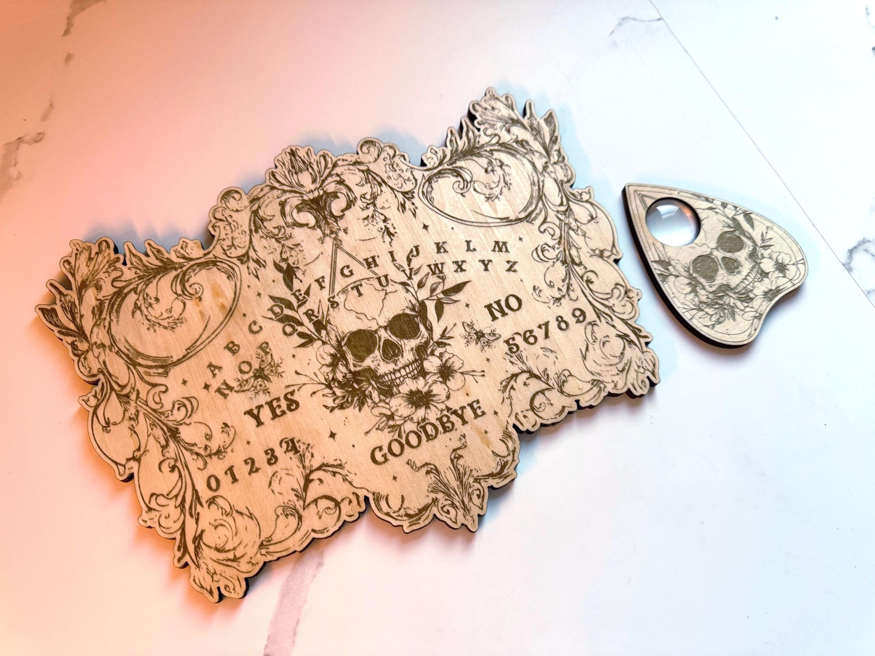Wooden Divination Spirit Board Engraved Magic Board Ouija Board Metaphysical Message Witch's Pendulum Board Kit