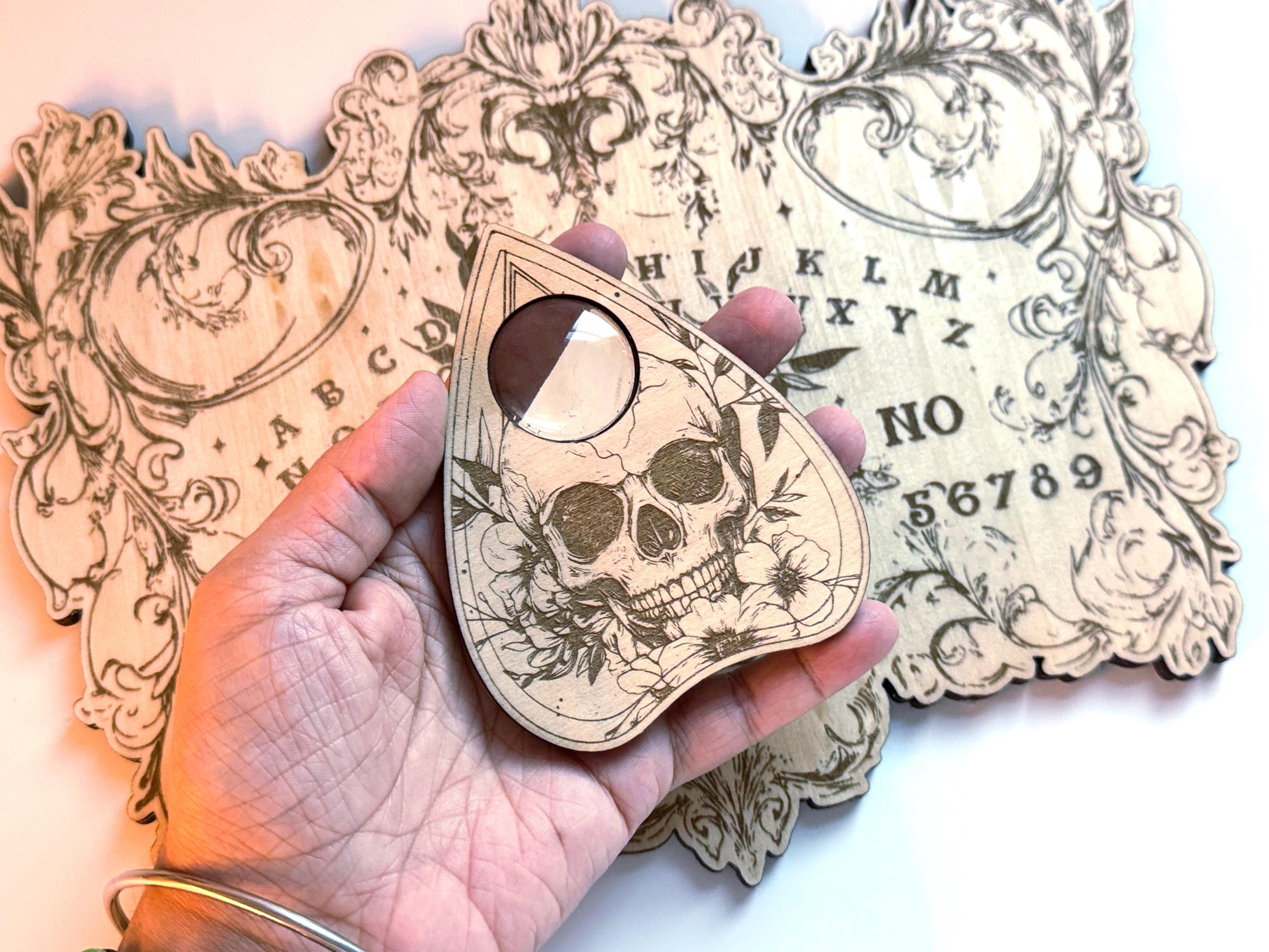 Wooden Divination Spirit Board Engraved Magic Board Ouija Board Metaphysical Message Witch's Pendulum Board Kit