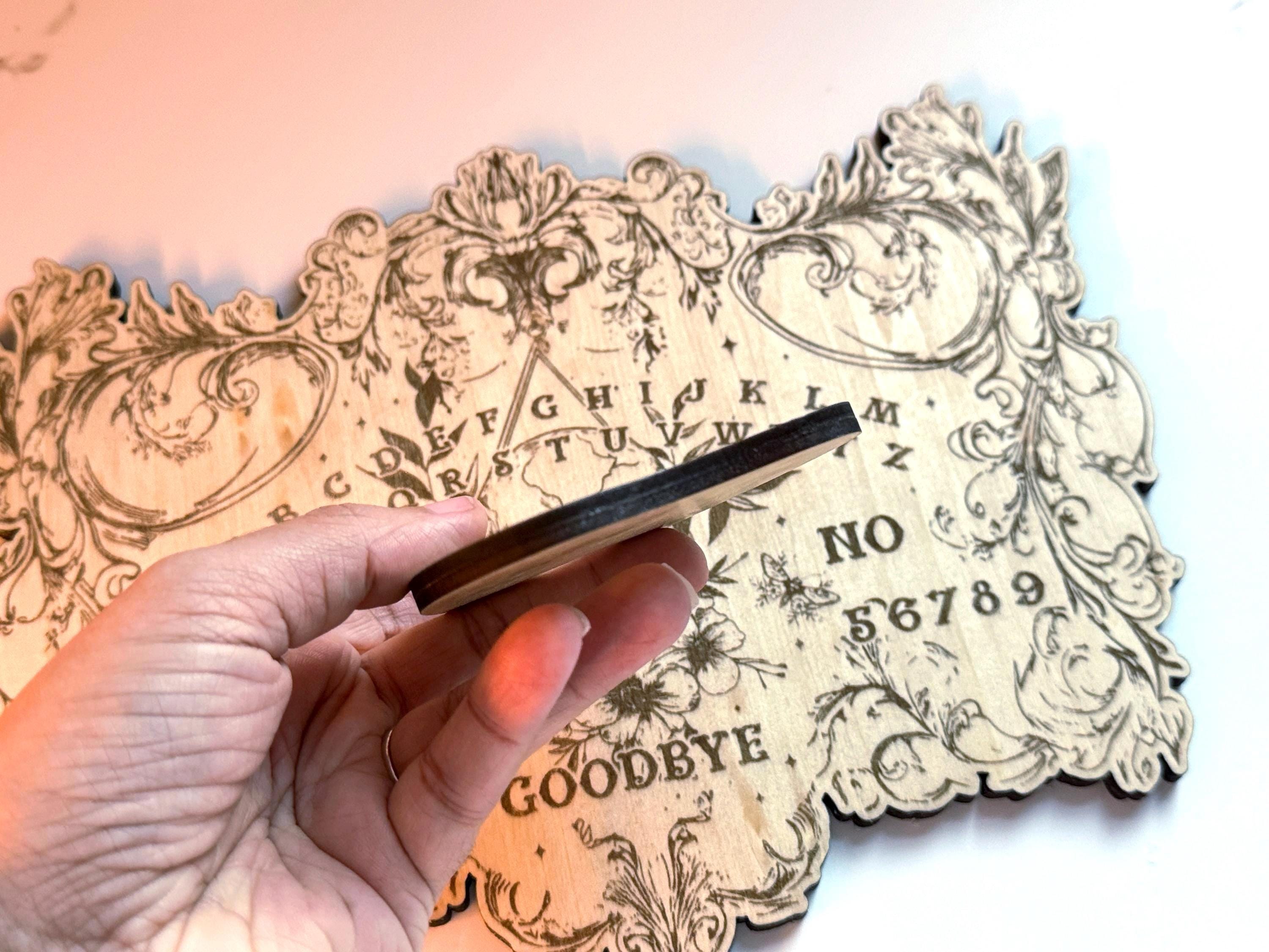 Wooden Divination Spirit Board Engraved Magic Board Ouija Board Metaphysical Message Witch's Pendulum Board Kit