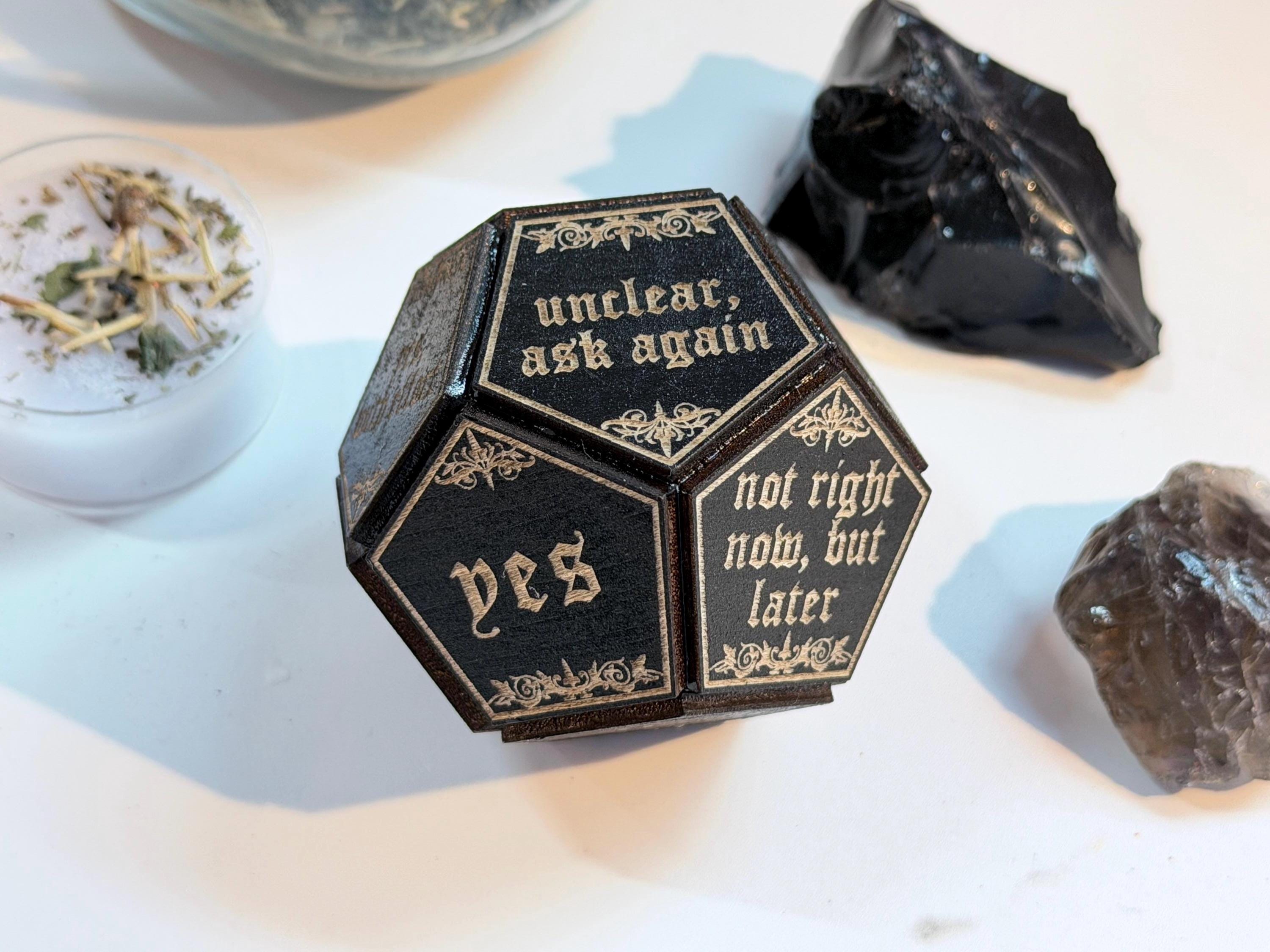Black Divination Dice Set: Fortune-Telling Spiritual Tool, Witchy Gift