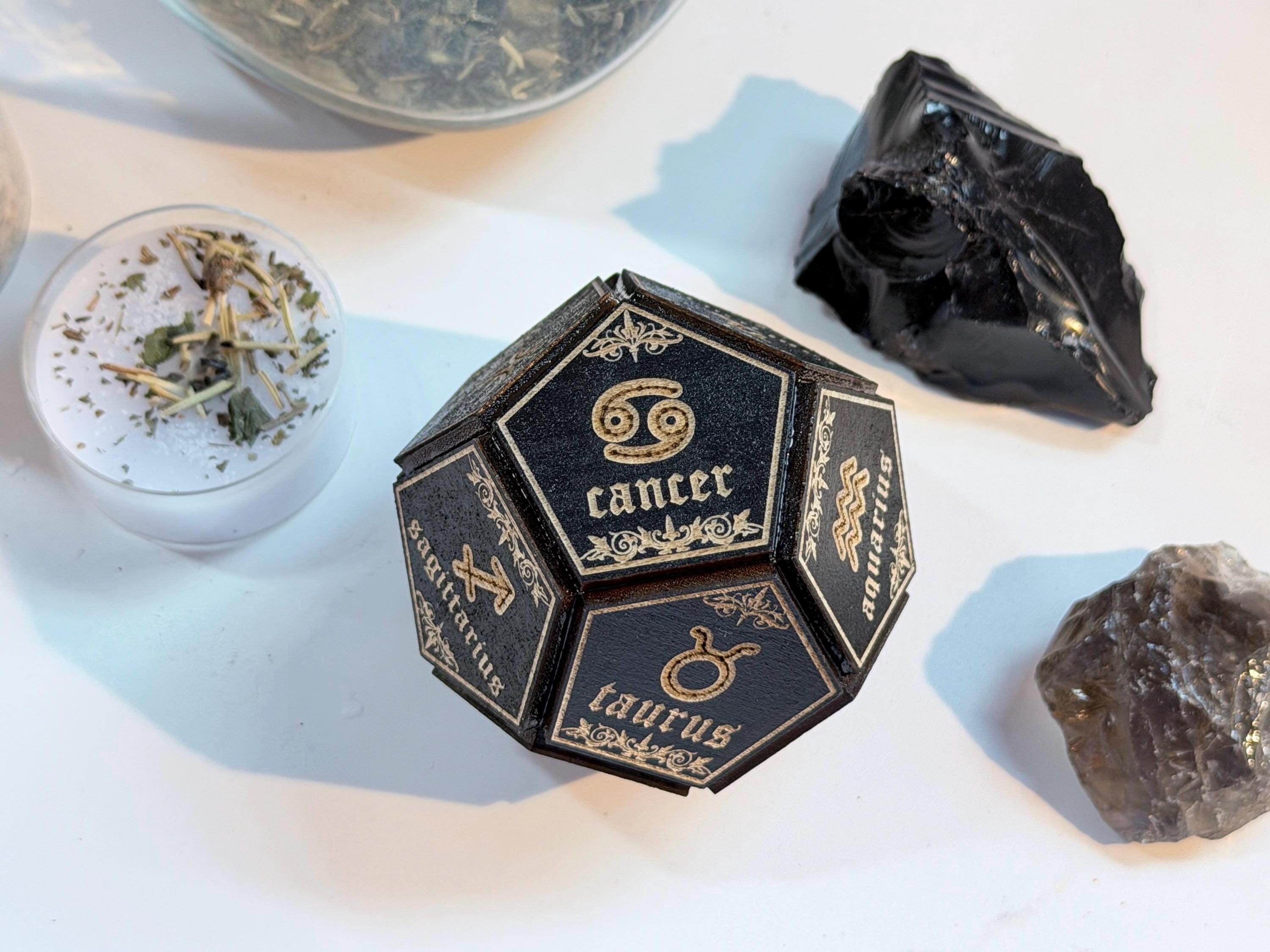 Black Divination Dice Set: Fortune-Telling Spiritual Tool, Witchy Gift