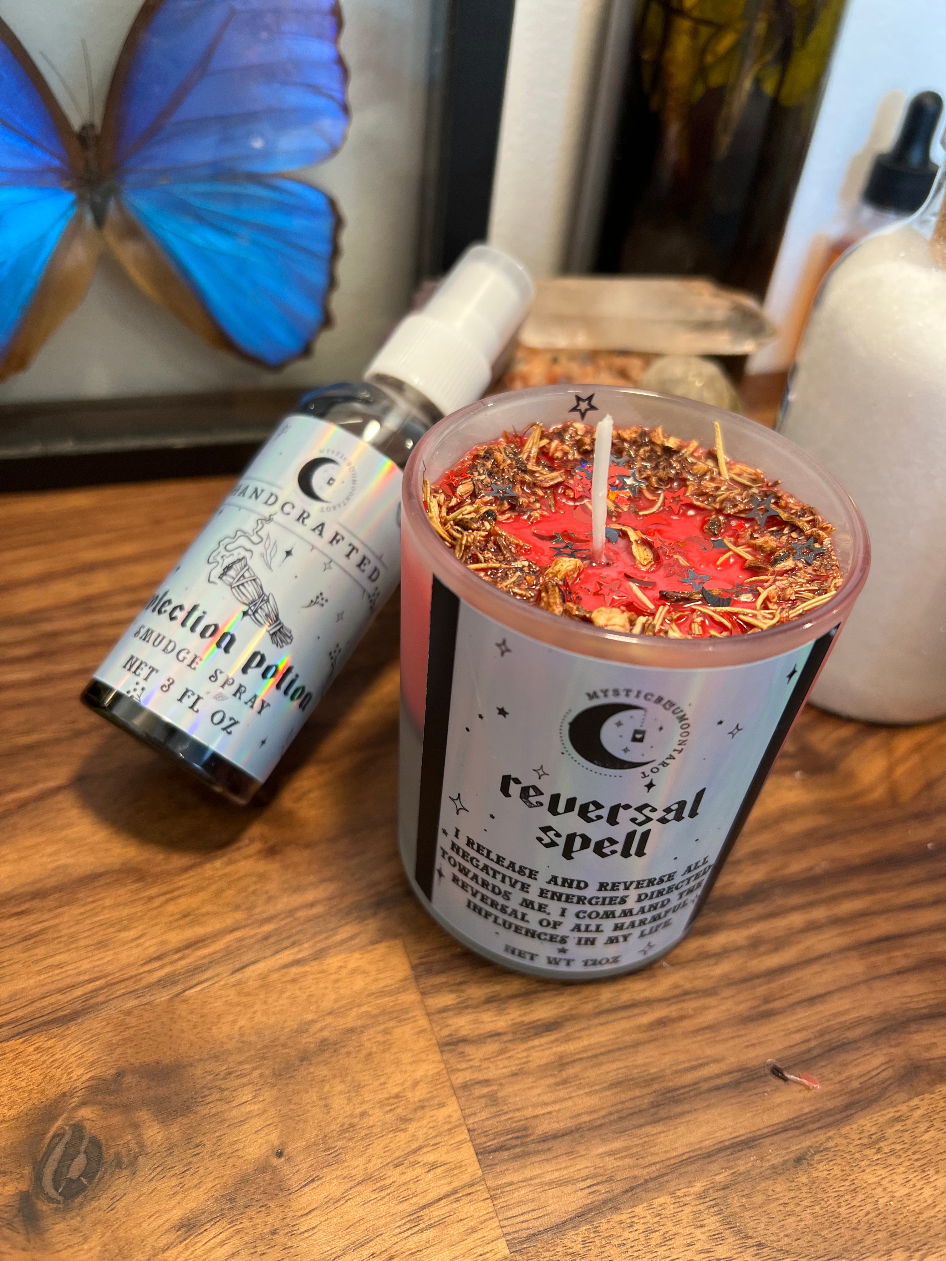 Reversal Fixed Candle - Return to Sender Ward Off Negativity Spiritual Candles  - Witchcraft Oil, Spell Candle, Witch Tools, Crystal Infused