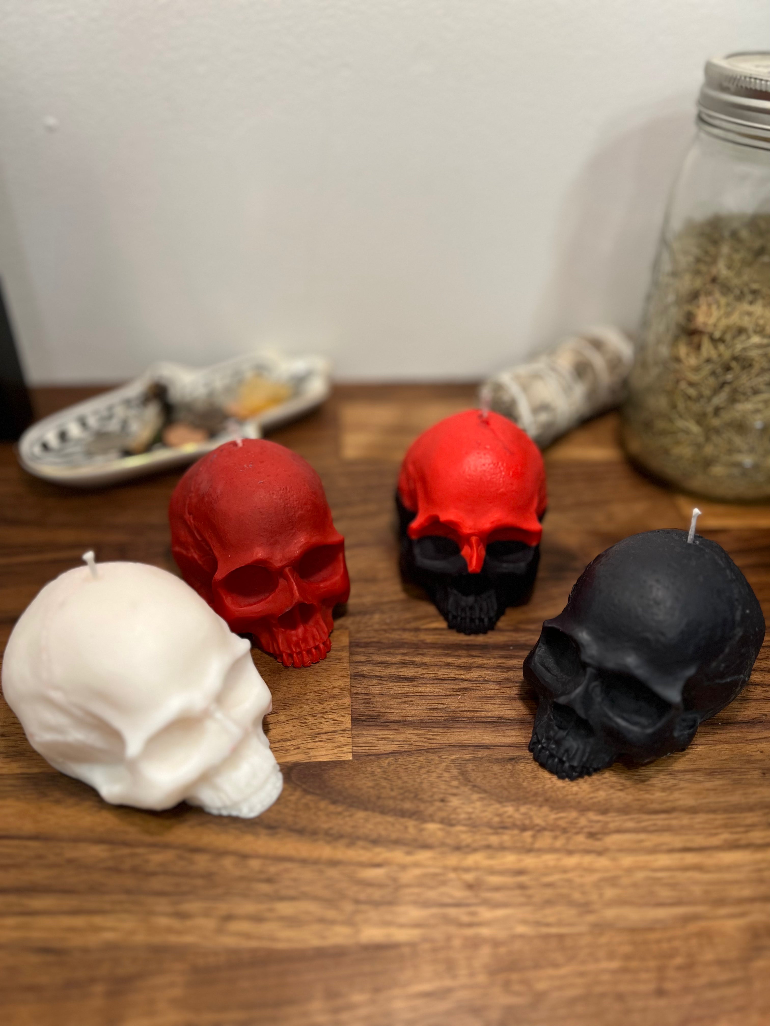 4 velas en forma de calavera | Velas de hechizos rituales