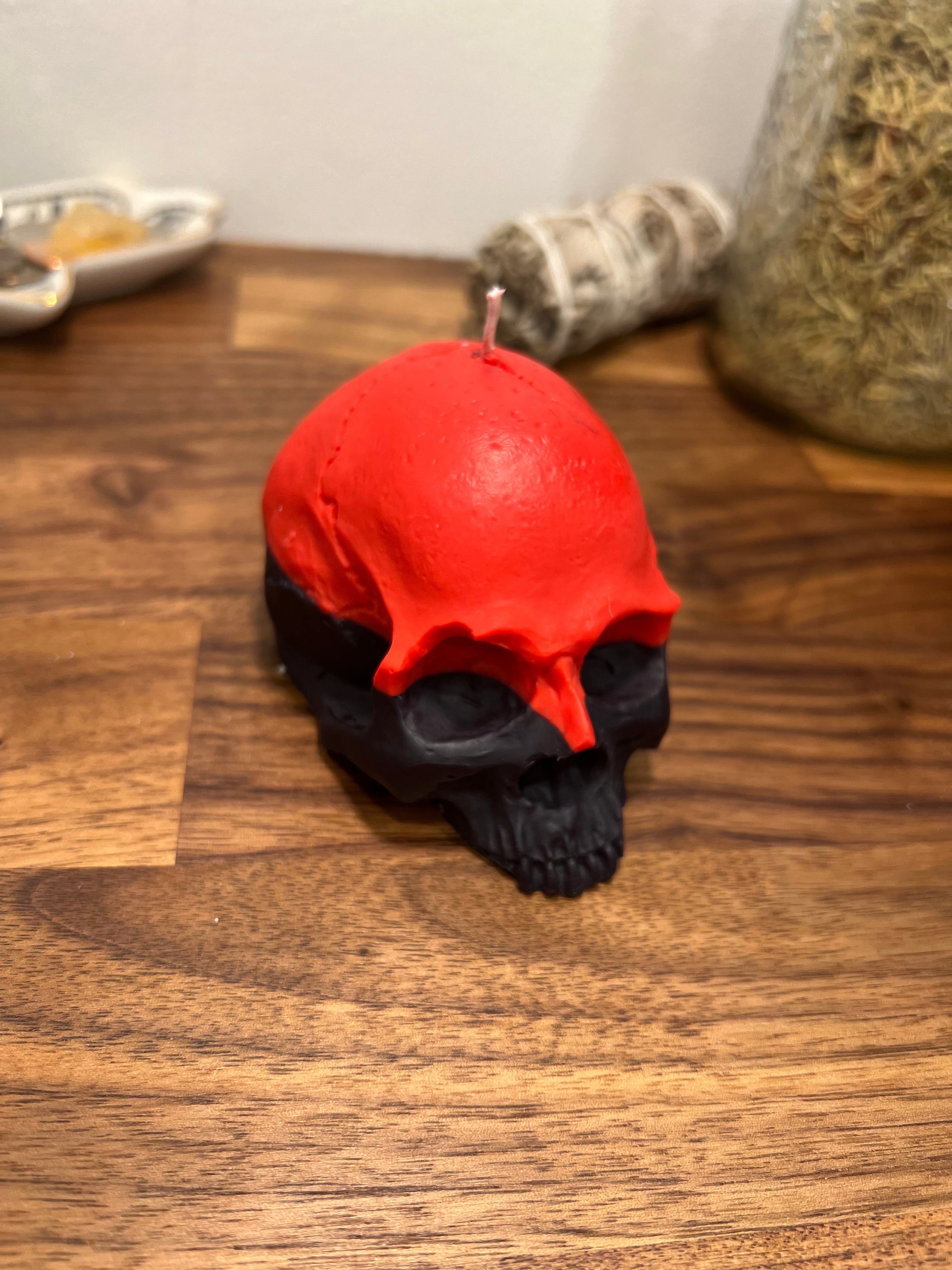 Reversal Red Black Skull Shaped Candle | Ritual Spell Candle