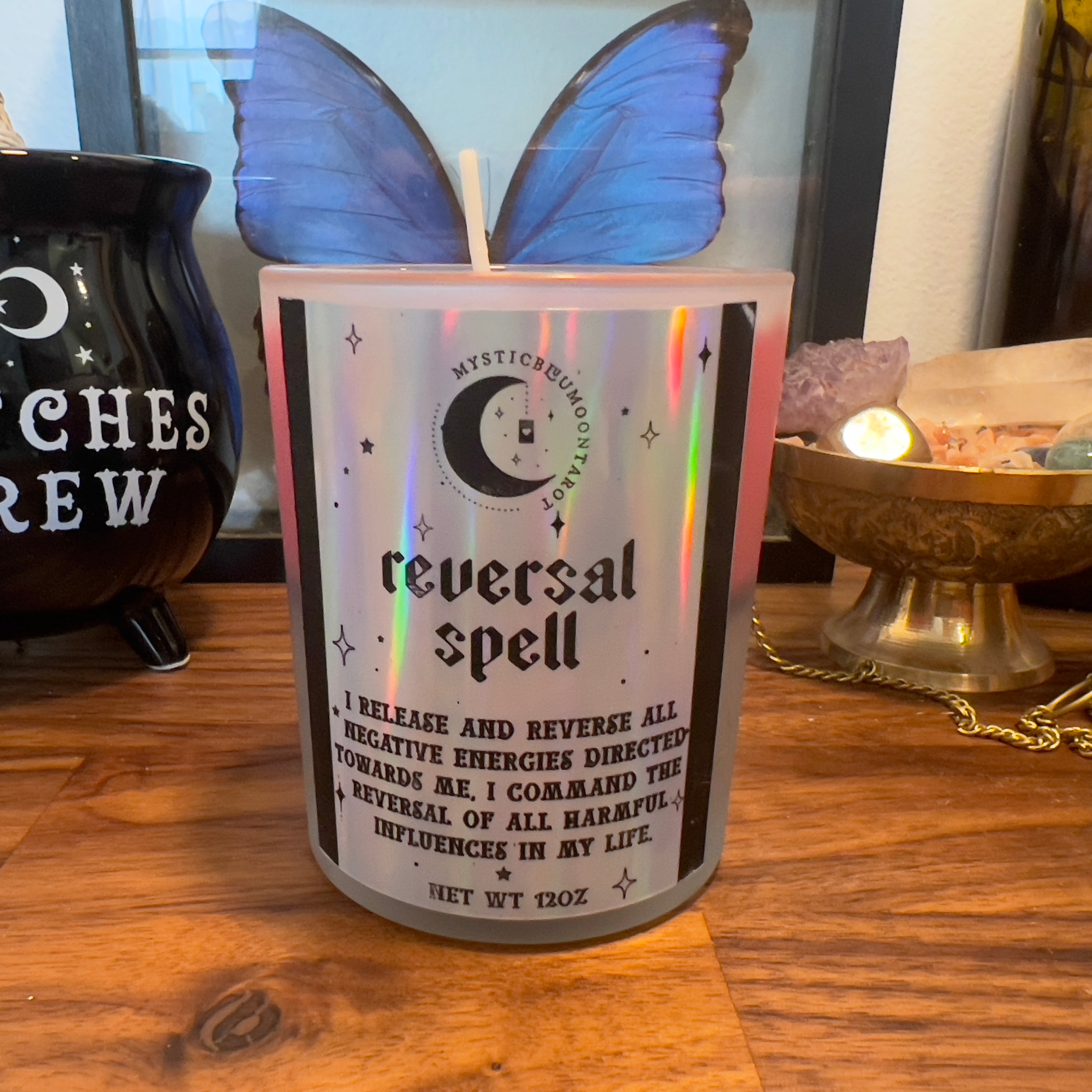 Reversal Fixed Candle - Return to Sender Ward Off Negativity Spiritual Candles  - Witchcraft Oil, Spell Candle, Witch Tools, Crystal Infused