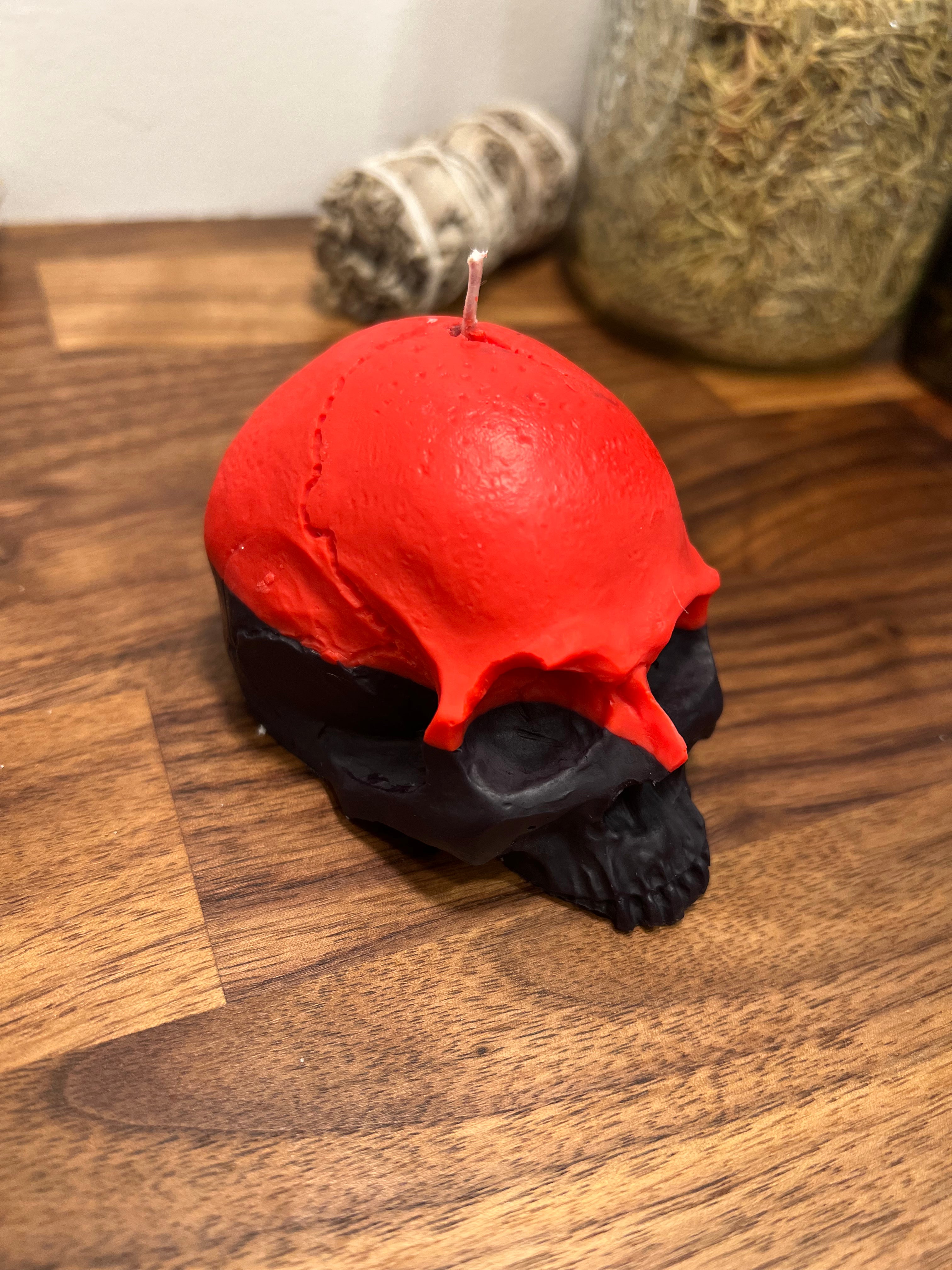 Reversal Red Black Skull Shaped Candle | Ritual Spell Candle