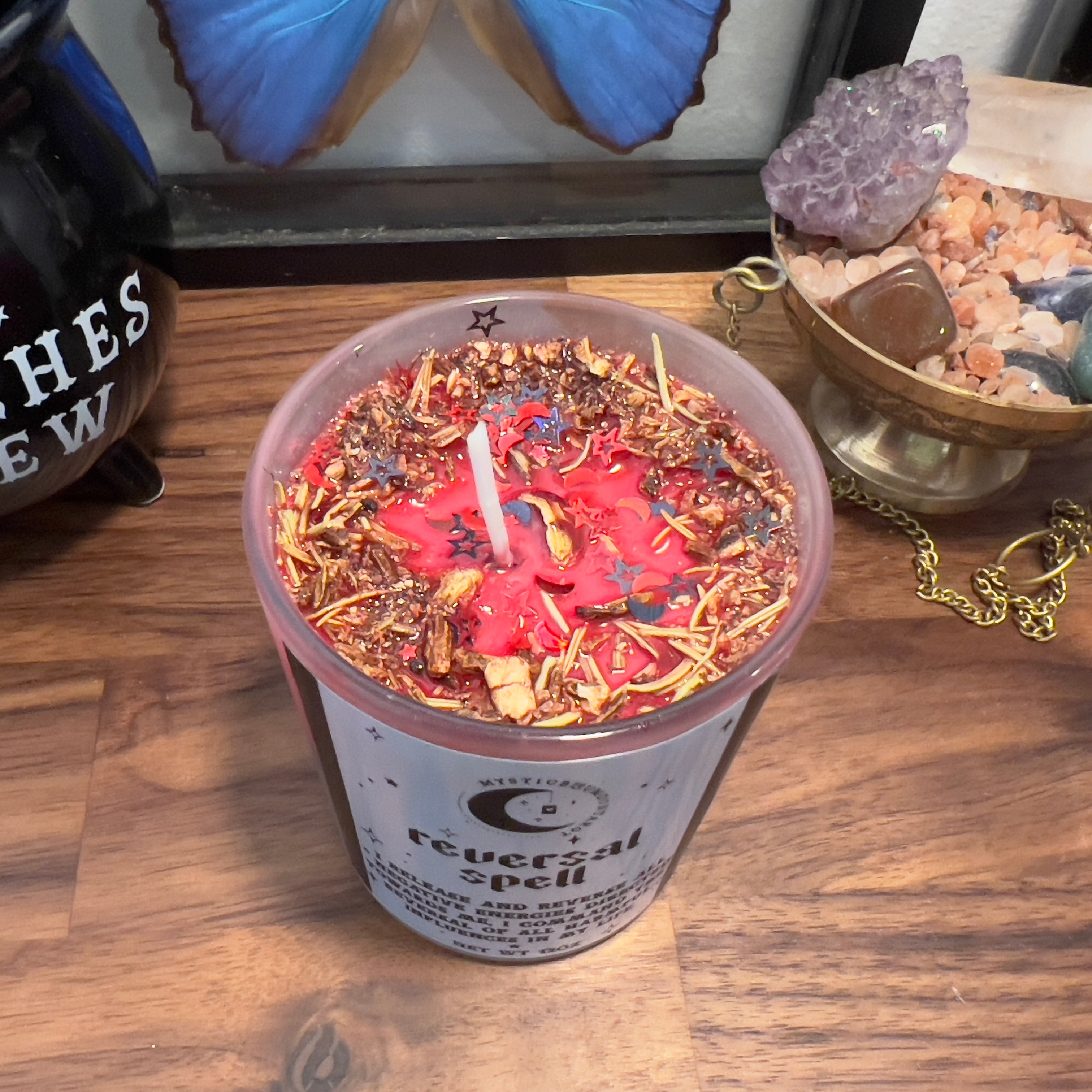 Reversal Fixed Candle - Return to Sender Ward Off Negativity Spiritual Candles - Witchcraft Oil, Spell Candle, Witch Tools, Crystal Infused