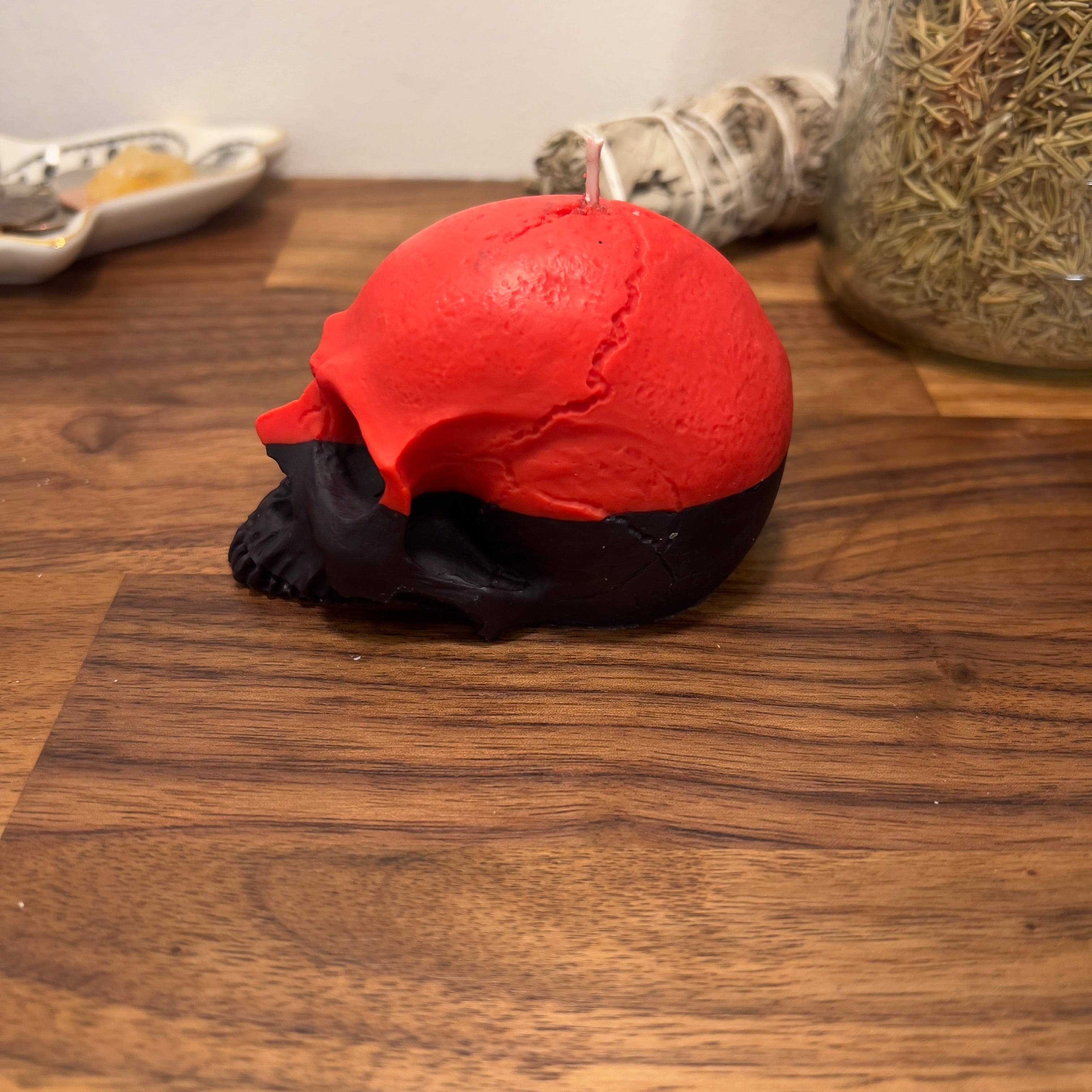 Reversal Red Black Skull Shaped Candle | Ritual Spell Candle