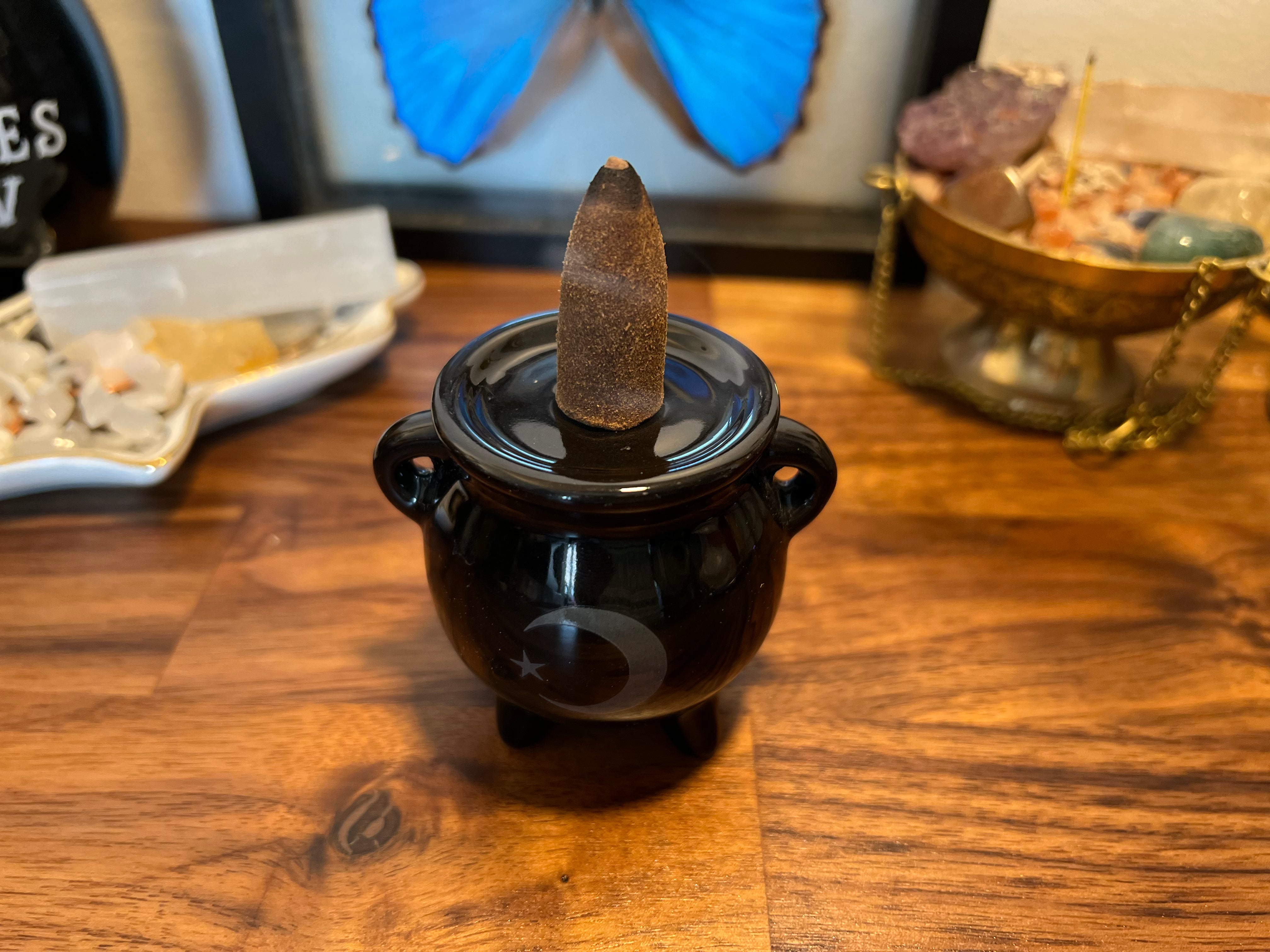 Mini Cauldron Incense Burner Moon Star - Cone Incense Stick Incense Holder