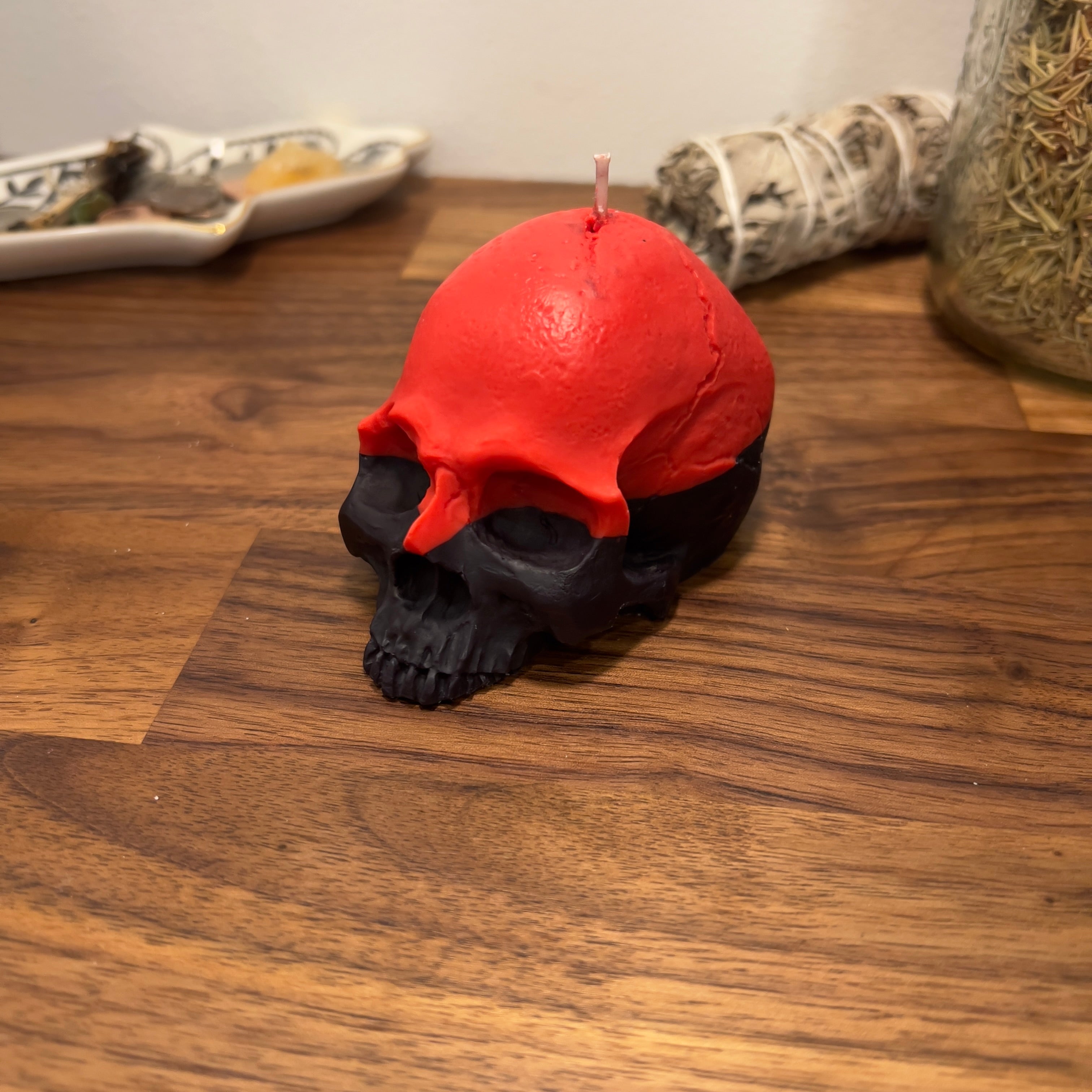 Reversal Red Black Skull Shaped Candle | Ritual Spell Candle