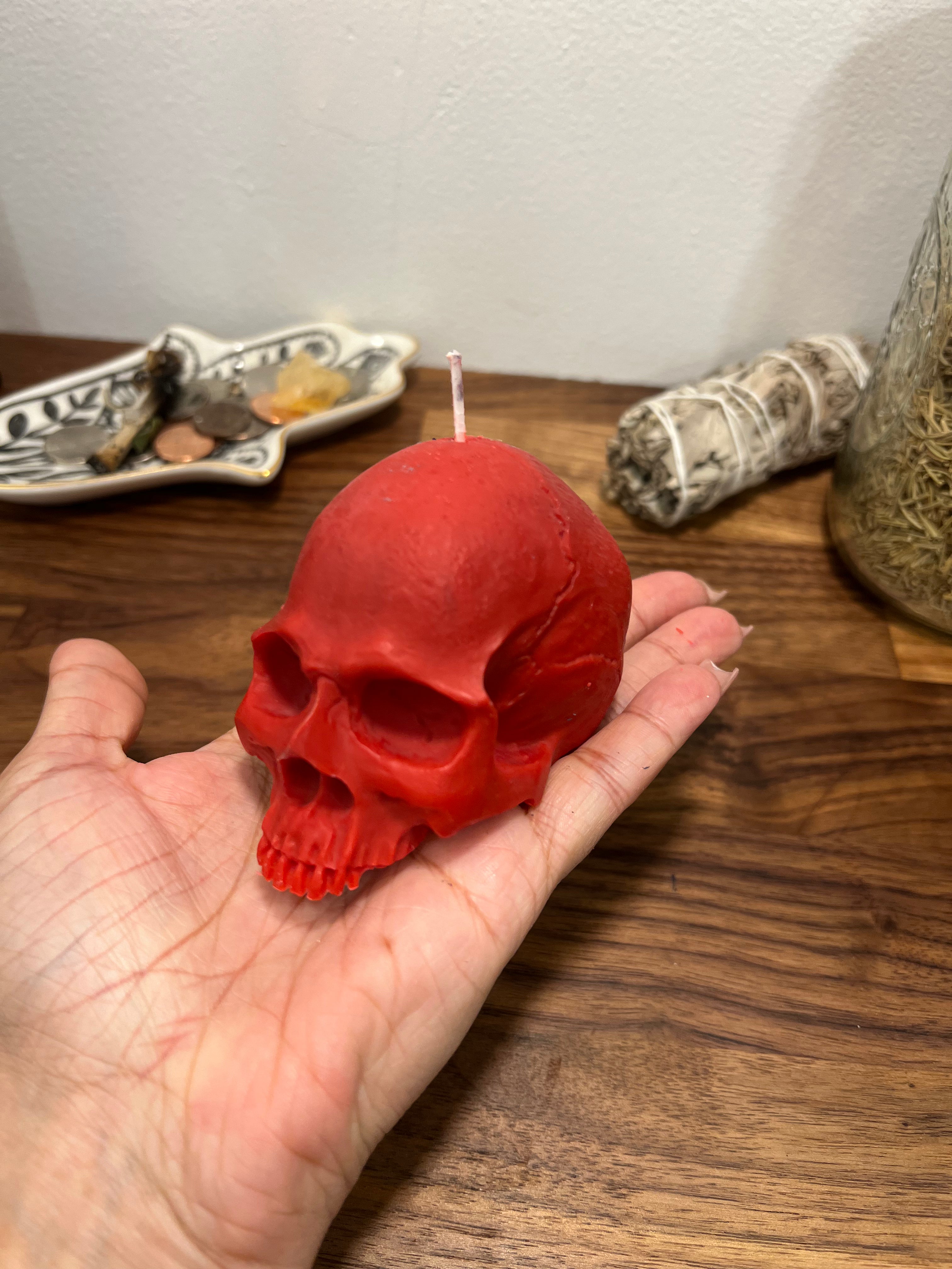 Red Skull Shaped Candle | Ritual Spell Candle