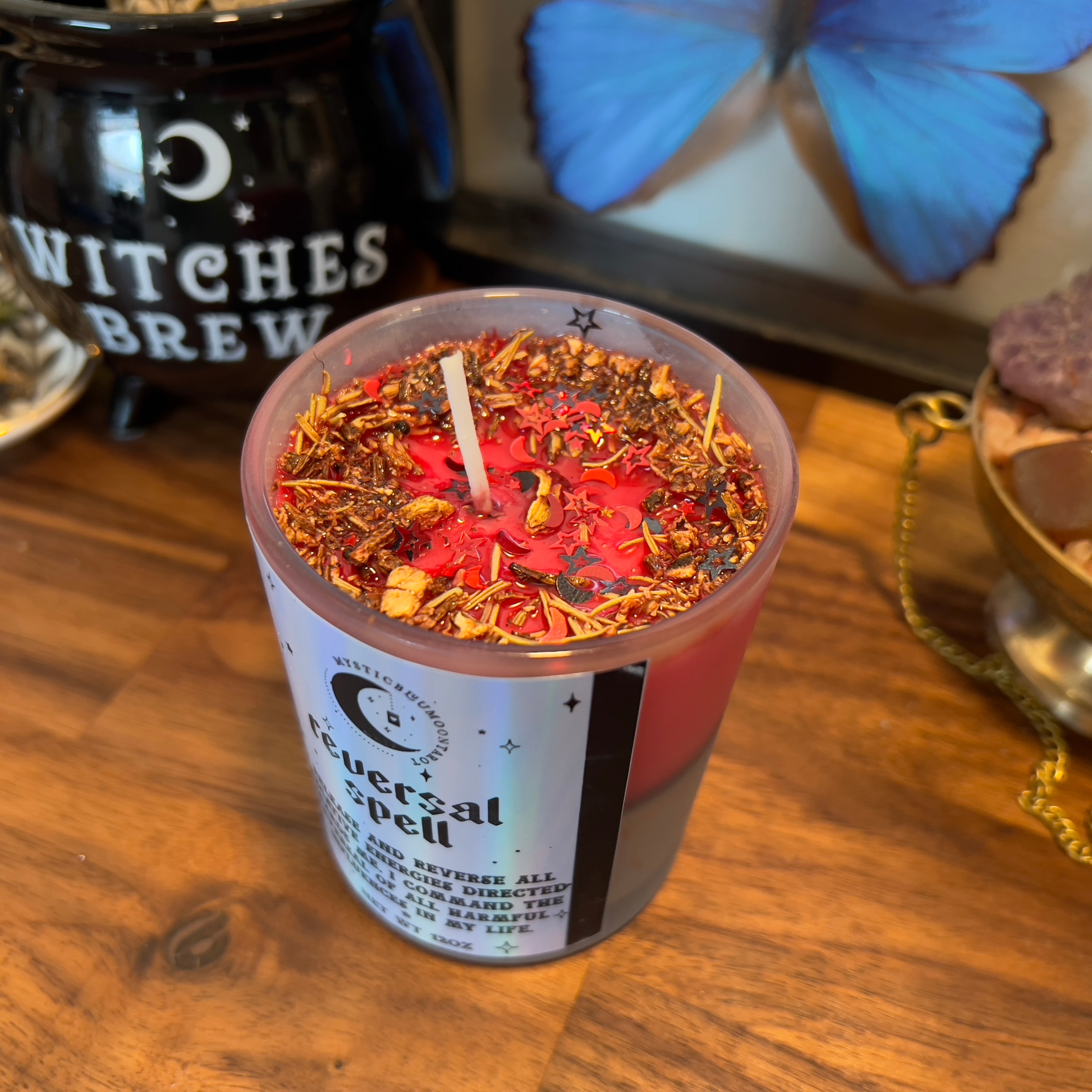 Reversal Fixed Candle - Return to Sender Ward Off Negativity Spiritual Candles - Witchcraft Oil, Spell Candle, Witch Tools, Crystal Infused