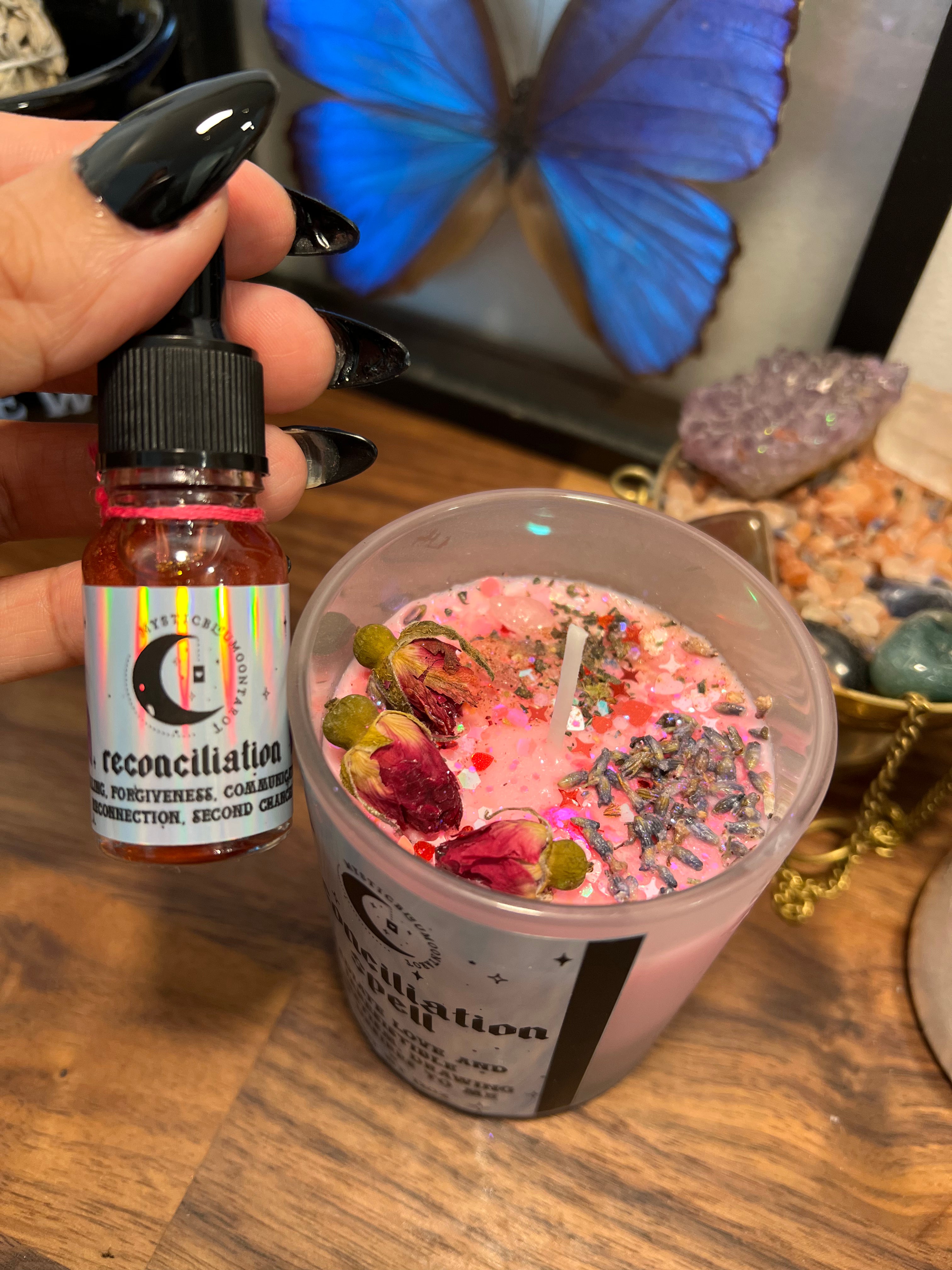 Reconciliation Spell Set - Return Lover Mend Connection Spiritual Candles  - Witchcraft Oil, Spell Candle, Witch Tools, Crystal Infused