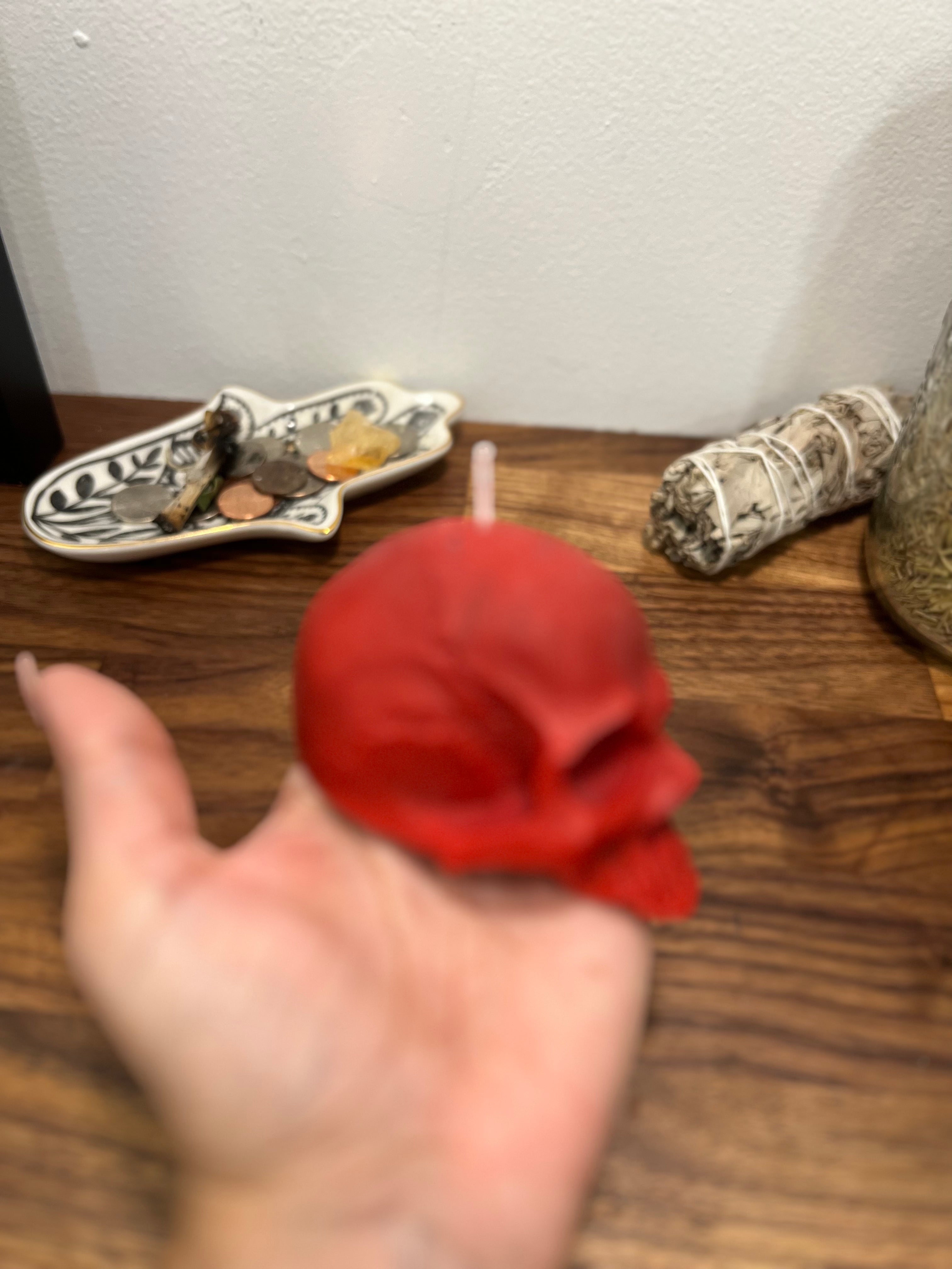Red Skull Shaped Candle | Ritual Spell Candle