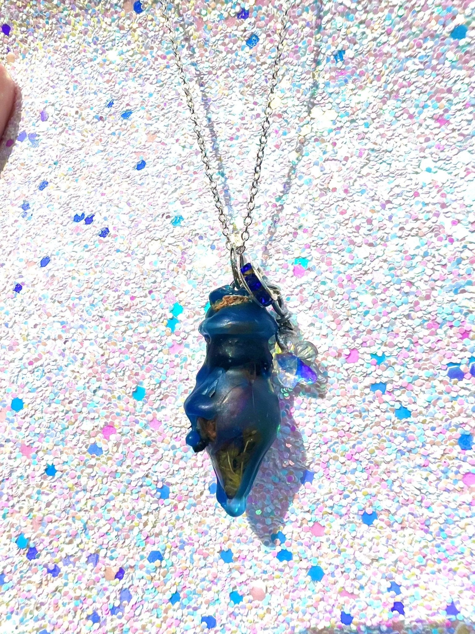 Anti Anxiety Spell Bottle Necklace Keychain - Intention Spell Remove Depression - Empath Oil - Positive Energy Silver Plated Chain - MysticBluuMoonTarot