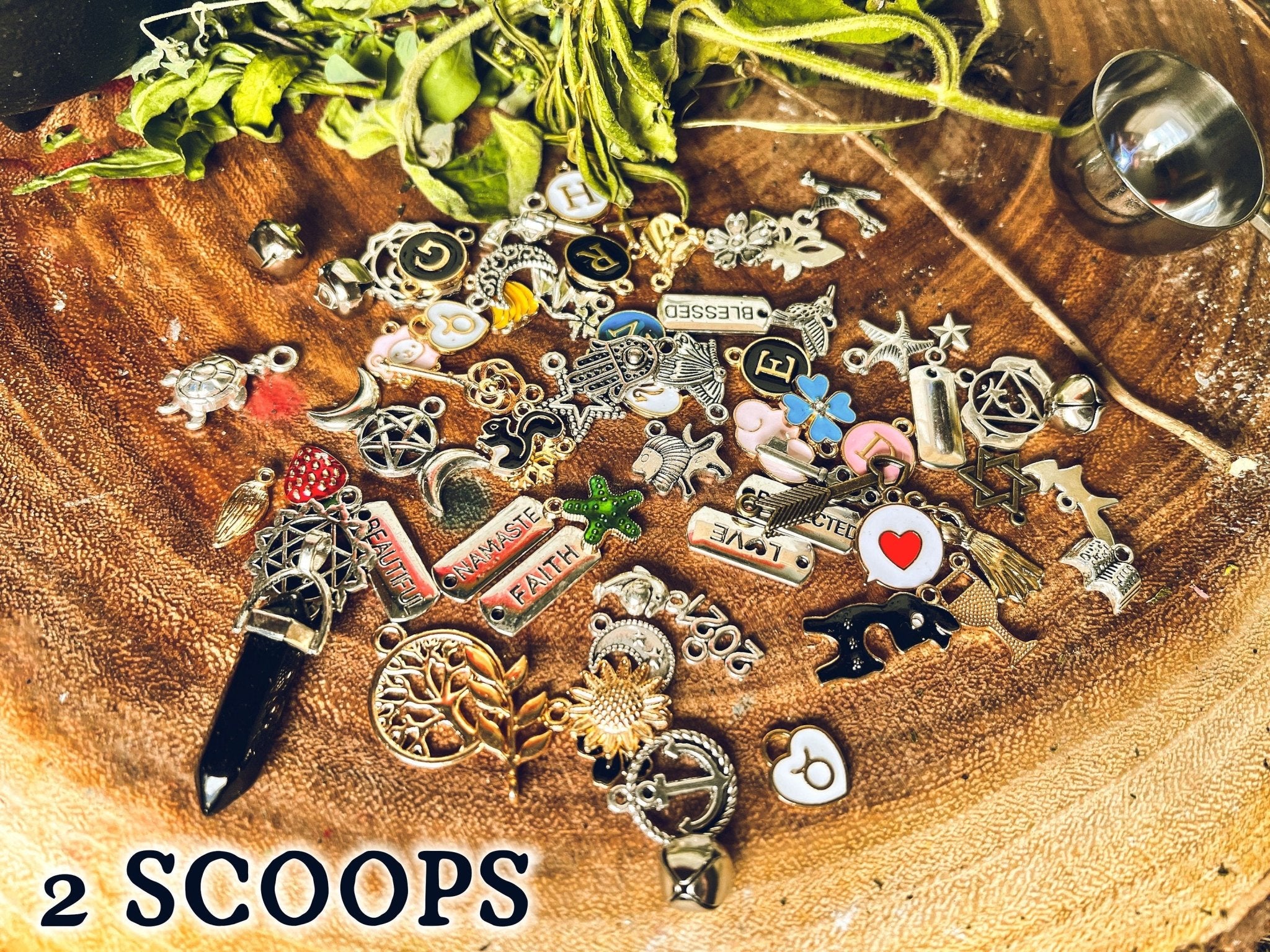 Confetti Scoop Charms | Tin Lucky Dip Mystery Divination Charm Casting Witch Kit Readings Silver Gold Enamel | Zodiac - MysticBluuMoonTarot