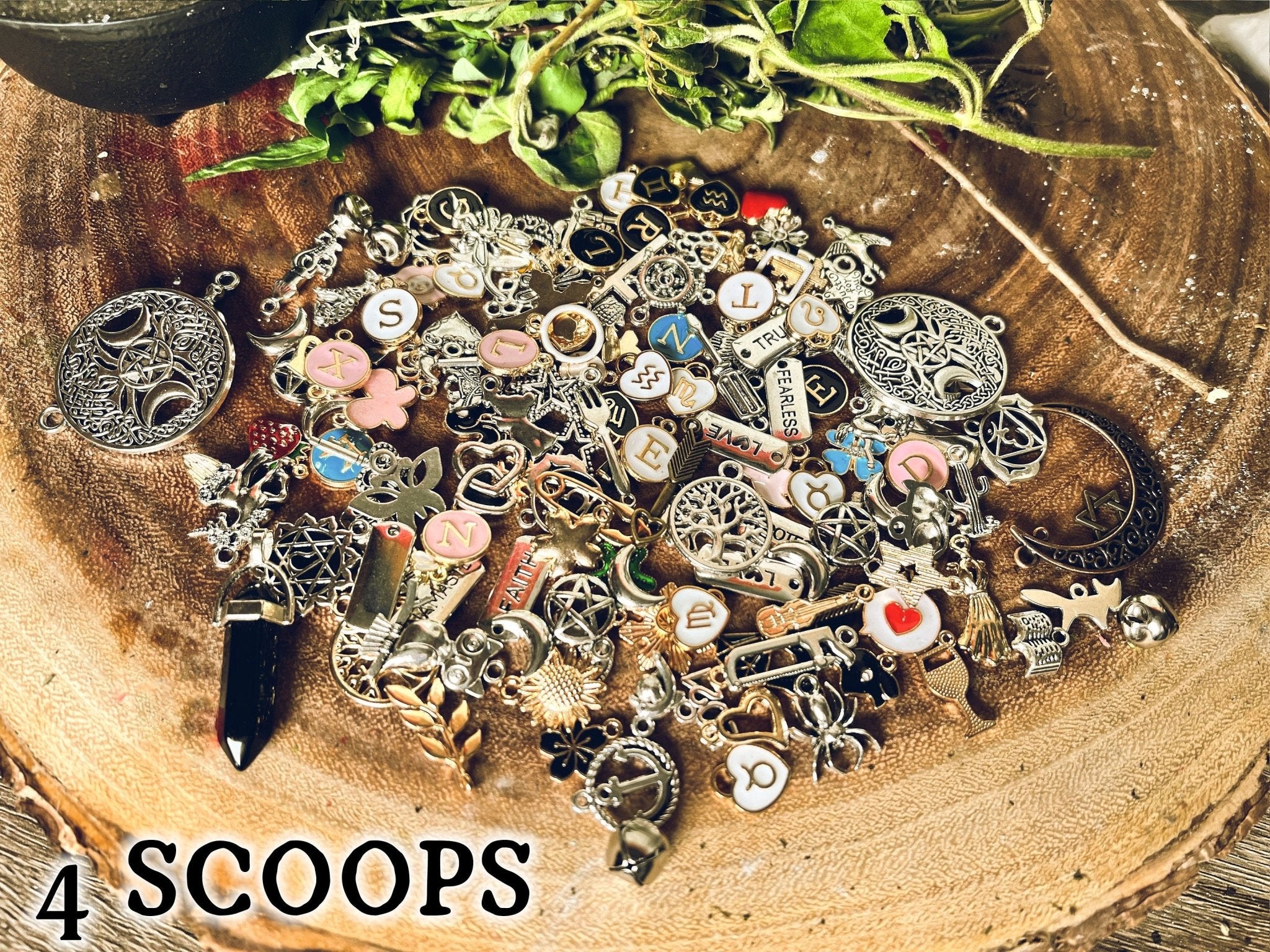 Confetti Scoop Charms | Tin Lucky Dip Mystery Divination Charm Casting Witch Kit Readings Silver Gold Enamel | Zodiac - MysticBluuMoonTarot