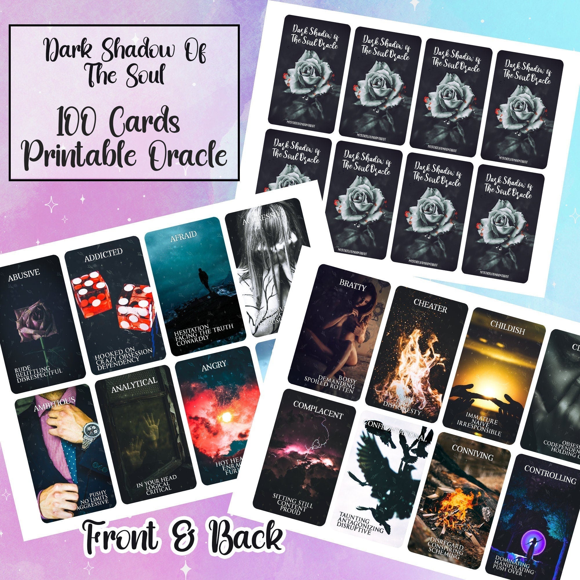 Dark Shadow Of The Soul Oracle Deck | Digital | INSTANT DOWNLOAD - MysticBluuMoonTarot