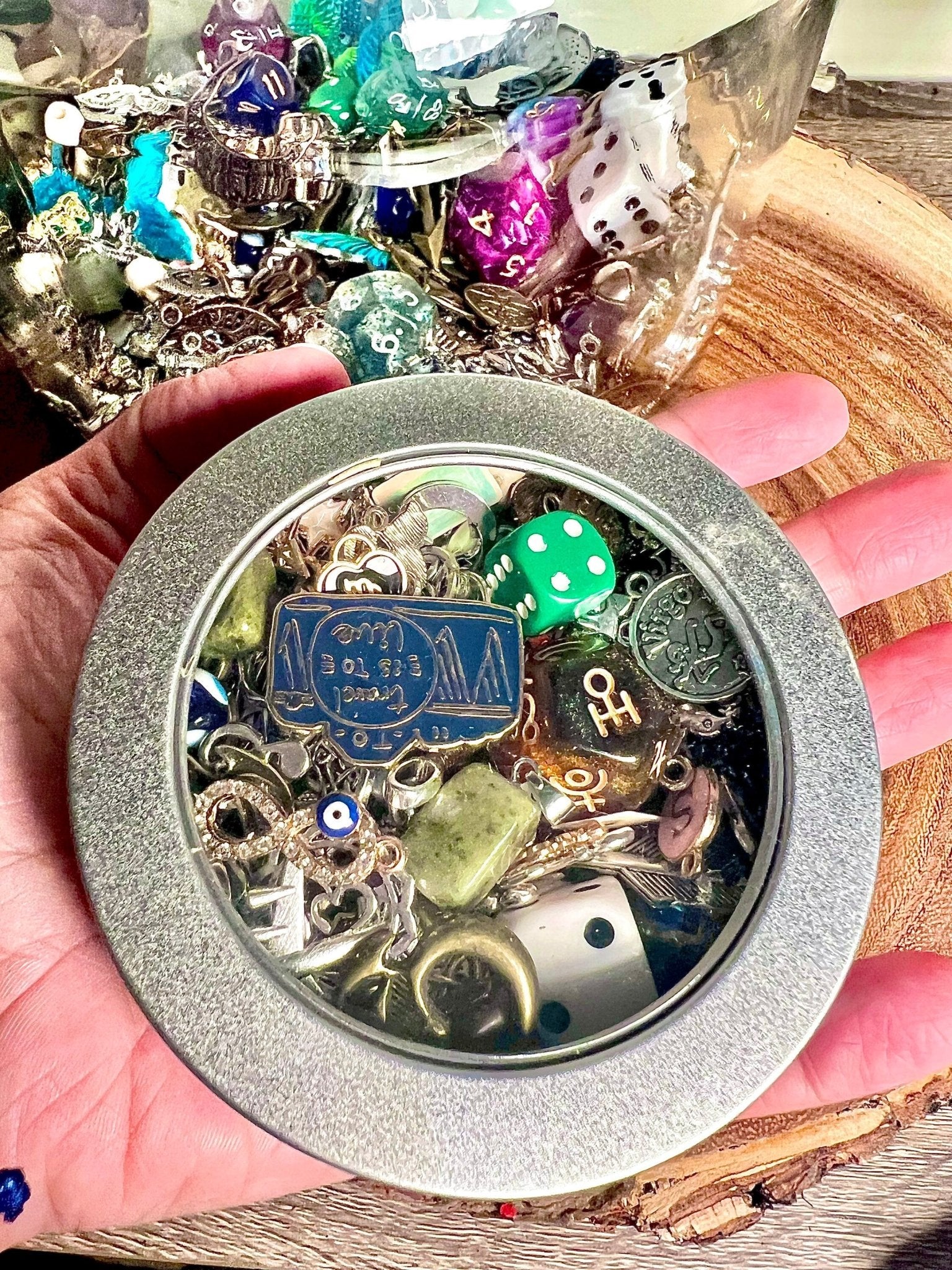 Divination Charm Confetti Scoop | Tin Window 100+ Items | Lucky Dip Mystery Divination | Witch Kit Readings Silver Gold Enamel Zodiac - MysticBluuMoonTarot