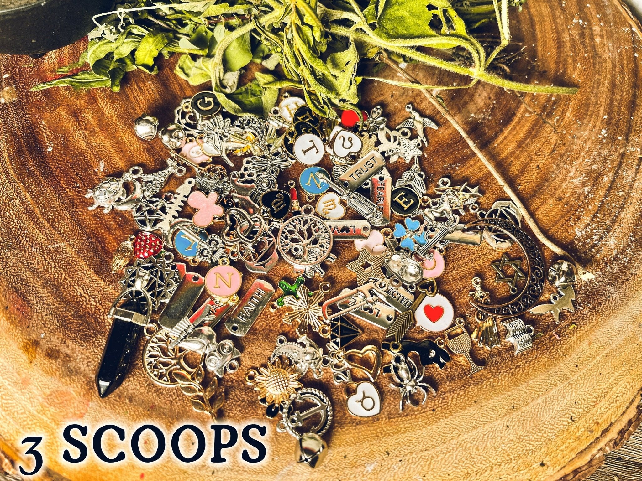 Divination Charms Confetti Scoop | Lucky Dip Mystery Divination Charm Casting | Witch Kit | Unique Items Readings Silver Gold Enamel - MysticBluuMoonTarot