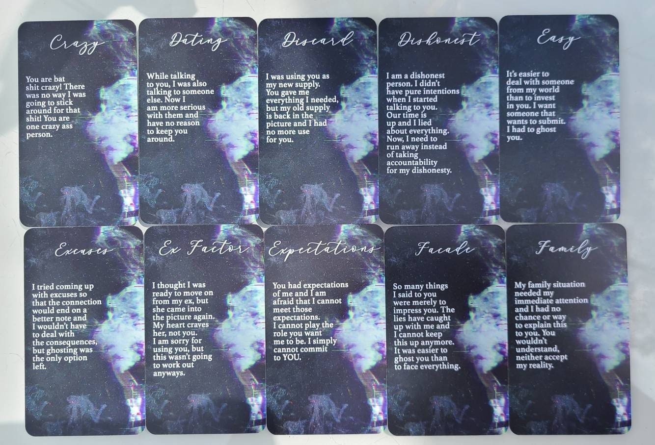 GHOSTED CONFESSIONS Oracle Deck Unspoken Truth Situations Deck Tarot Deck Twin Flame Deck Love Oracle Channeled Messages Deck 80 Cards - MysticBluuMoonTarot