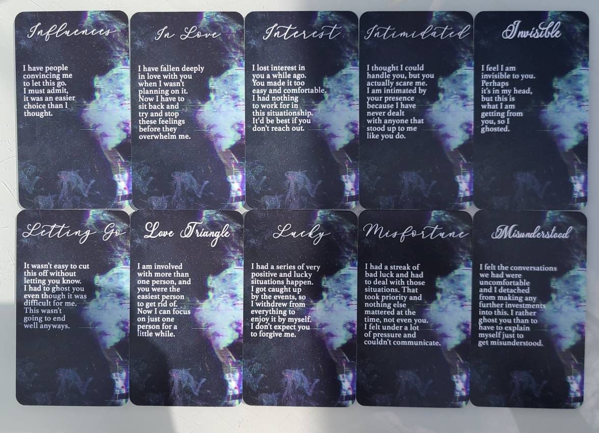GHOSTED CONFESSIONS Oracle Deck Unspoken Truth Situations Deck Tarot Deck Twin Flame Deck Love Oracle Channeled Messages Deck 80 Cards - MysticBluuMoonTarot