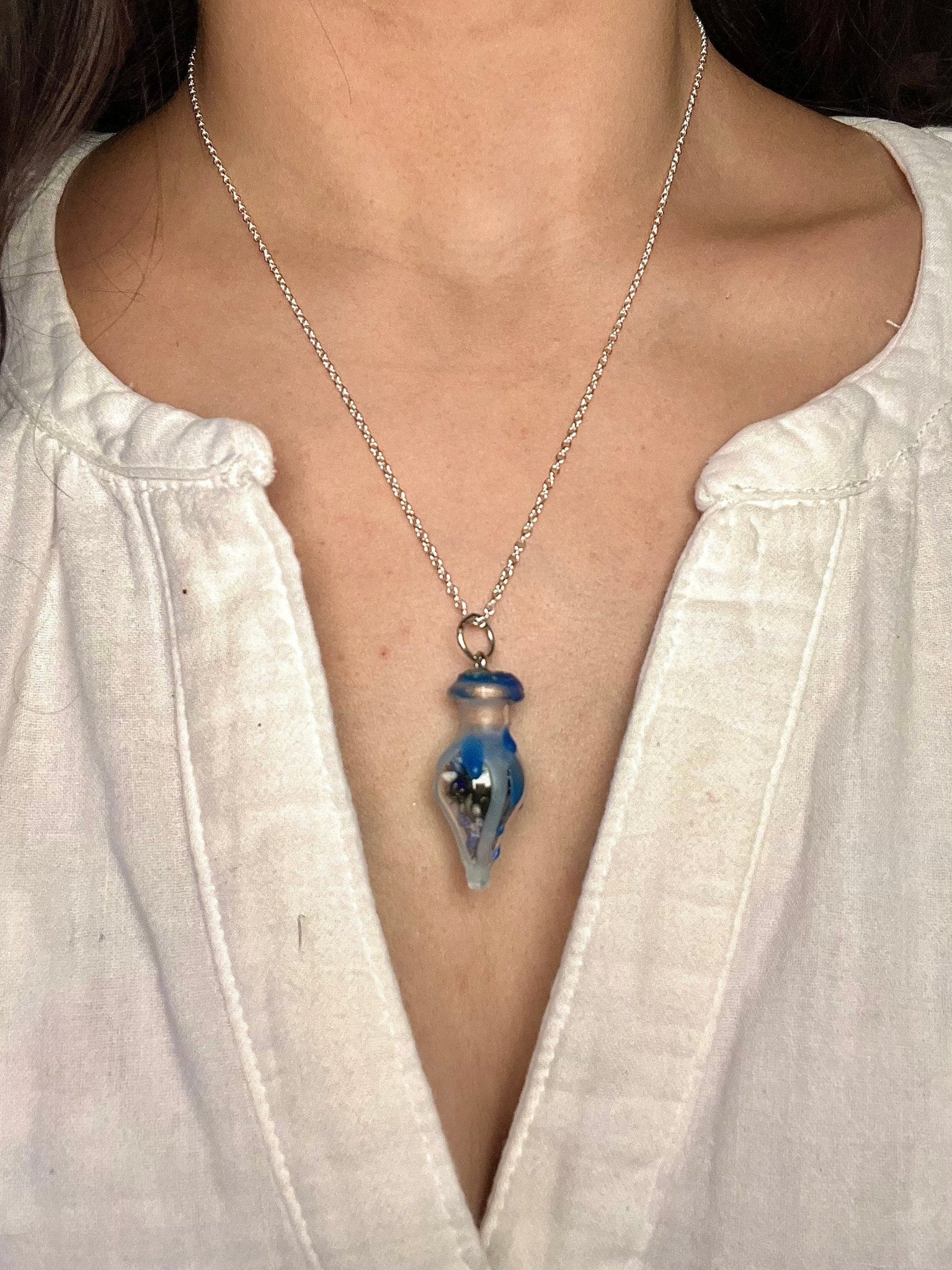 Healing Spell Jar Necklace - Hoodoo Jar Bottle Jewelry - Spiritual Healing - Emotional Wounds - Relationship Blessed Sterling Silver Chain - MysticBluuMoonTarot