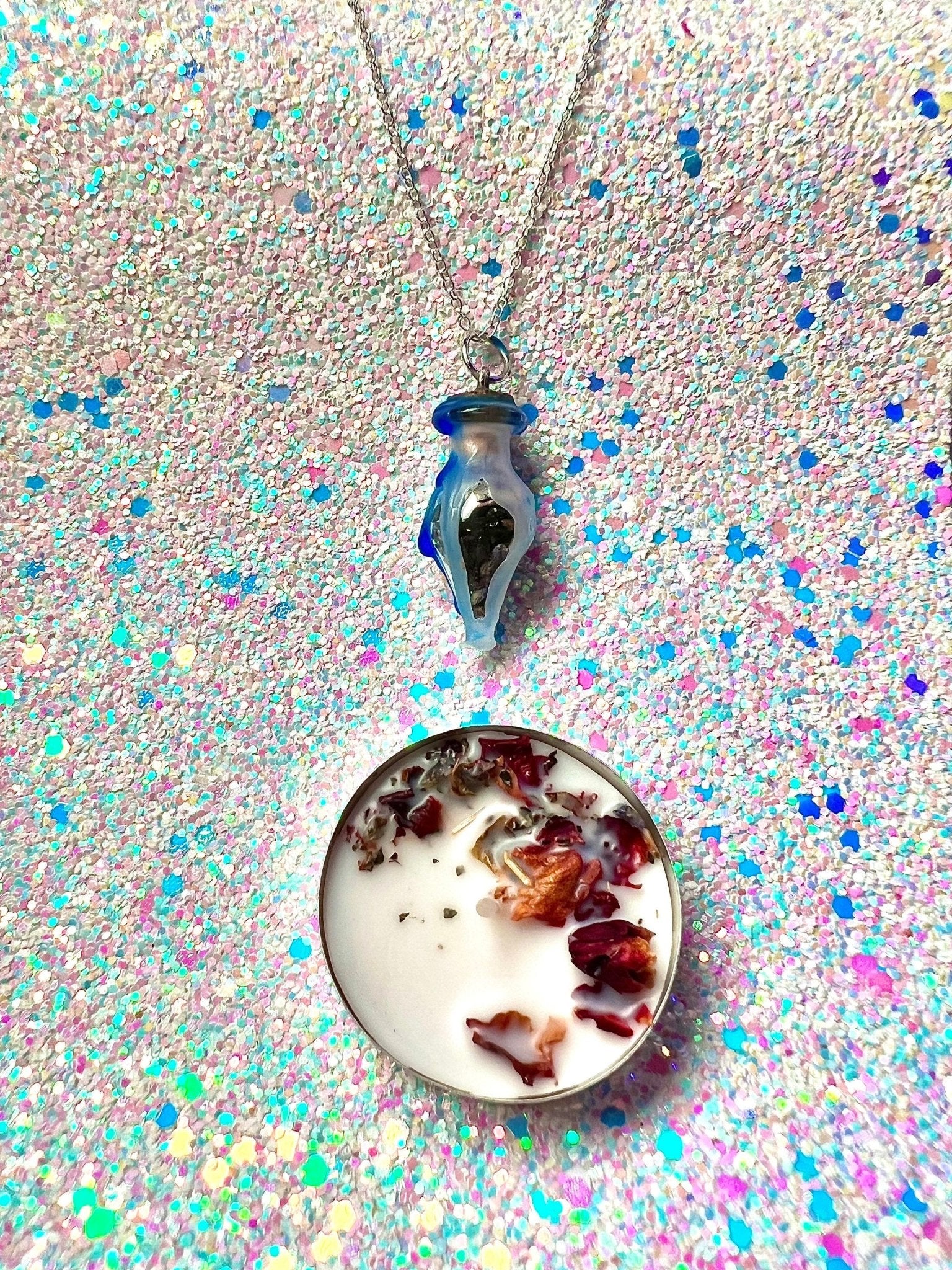 Healing Spell Jar Necklace - Hoodoo Jar Bottle Jewelry - Spiritual Healing - Emotional Wounds - Relationship Blessed Sterling Silver Chain - MysticBluuMoonTarot