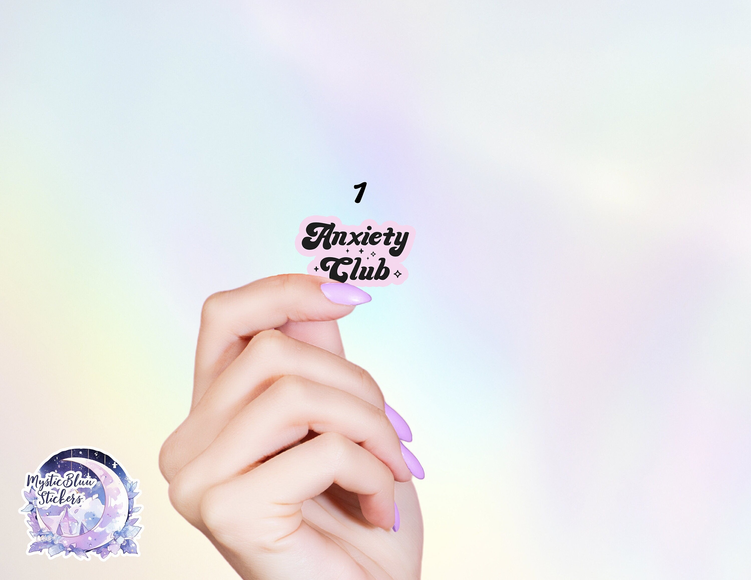 Mental Health Sticker Anxiety Club Holographic | Laptop, Notebook, Phone case, Kindle, iPad, Quote Sticker, Bookish, Pastel