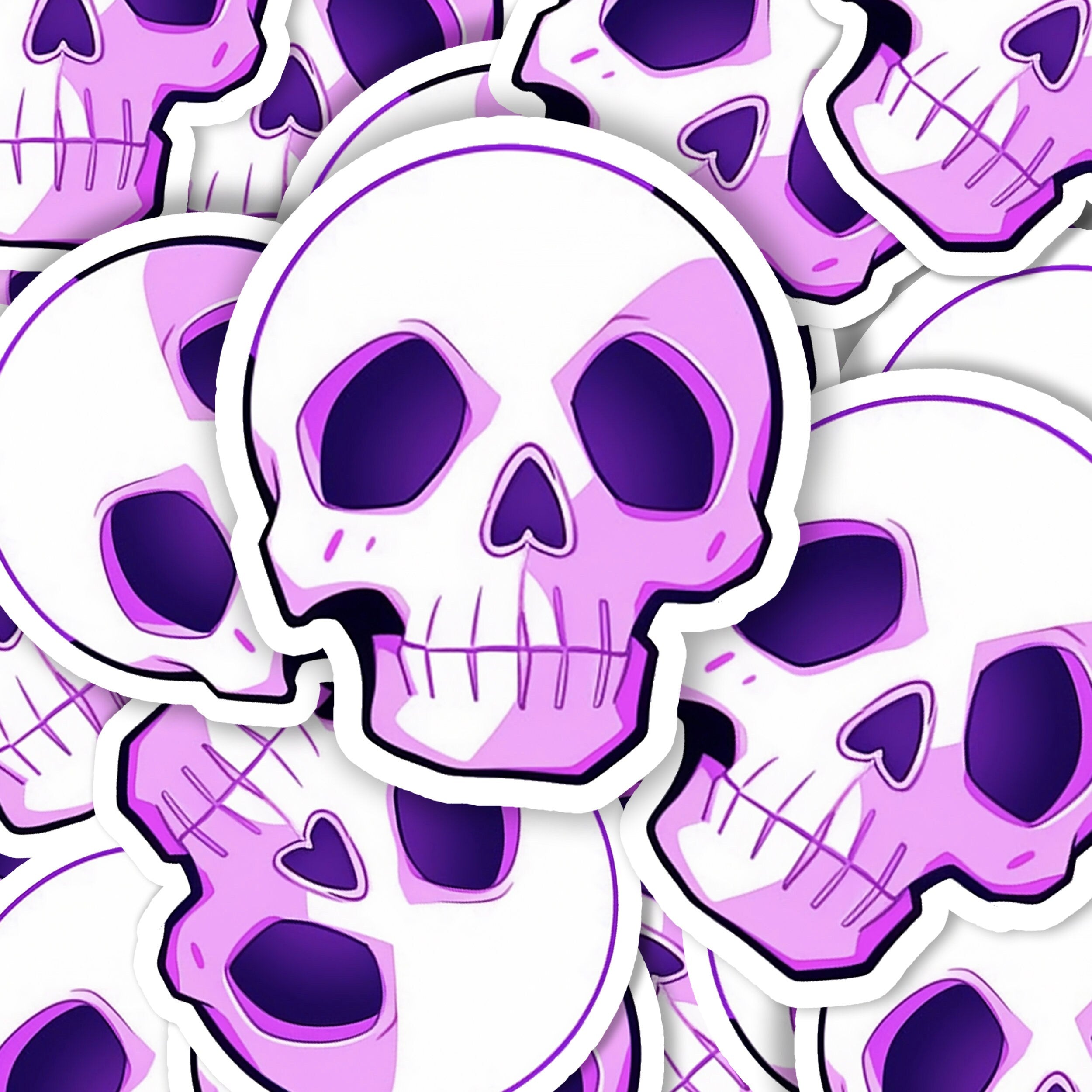 Skull Kawaii Sticker || Witchy Colorful Halloween Sticker, magic stickers, kindle stickers, laptop decal, vinyl sticker, pastel goth spooky
