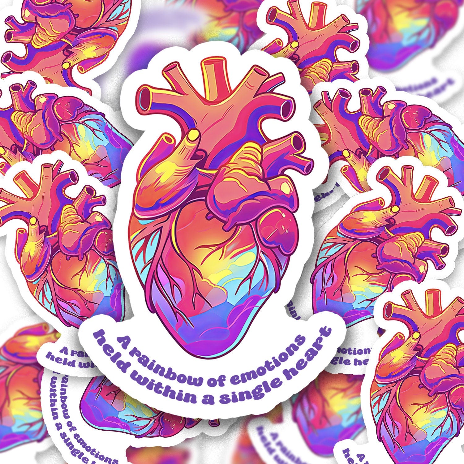 Rainbow Heart Sticker Emotional Support, Quote, bookish kindle stickers, books lover gifts, books sticker, empowerment, laptop, phone