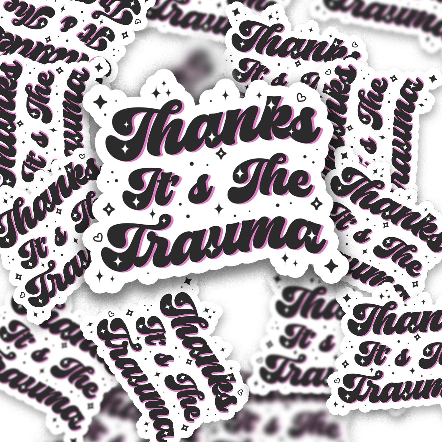 Thanks It’s The Trauma Sticker - A Retro Mental Health Stickers, Bookish, Kindle Stickers, Book Stickers, iPad, Laptop, Water Bottle