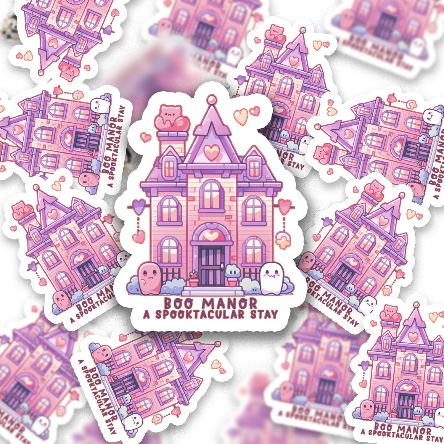 Cute Haunted House Sticker, Boo Manor Halloween stickers, spooky stickers, kindle stickers, holographic rainbow, funny quotes, laptop