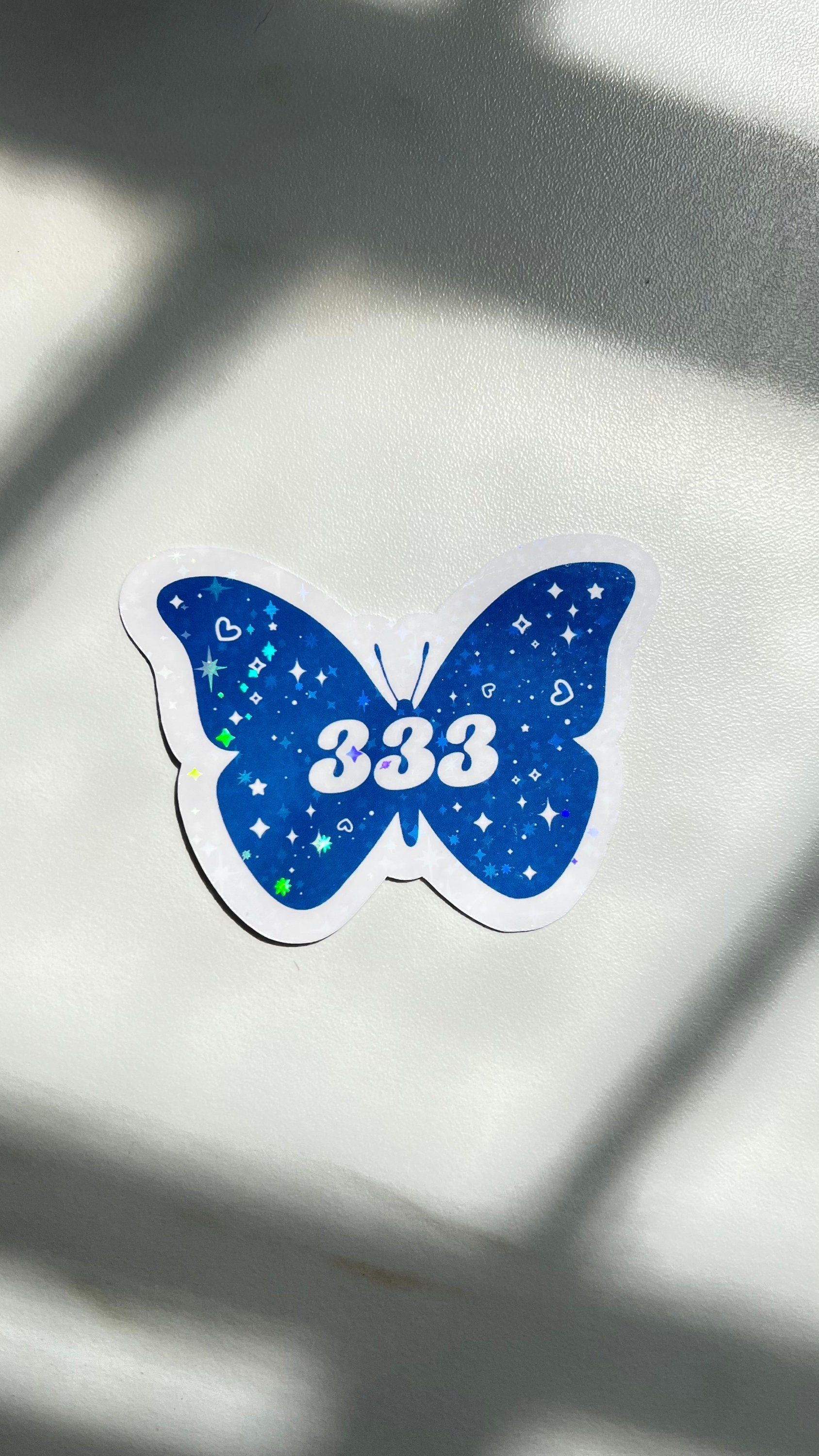Angel Numbers Holographic Stickers Butterfly, Vinyl, Witchy Tarot Meaning, kindle stickers, laptop, die cut one piece sticker