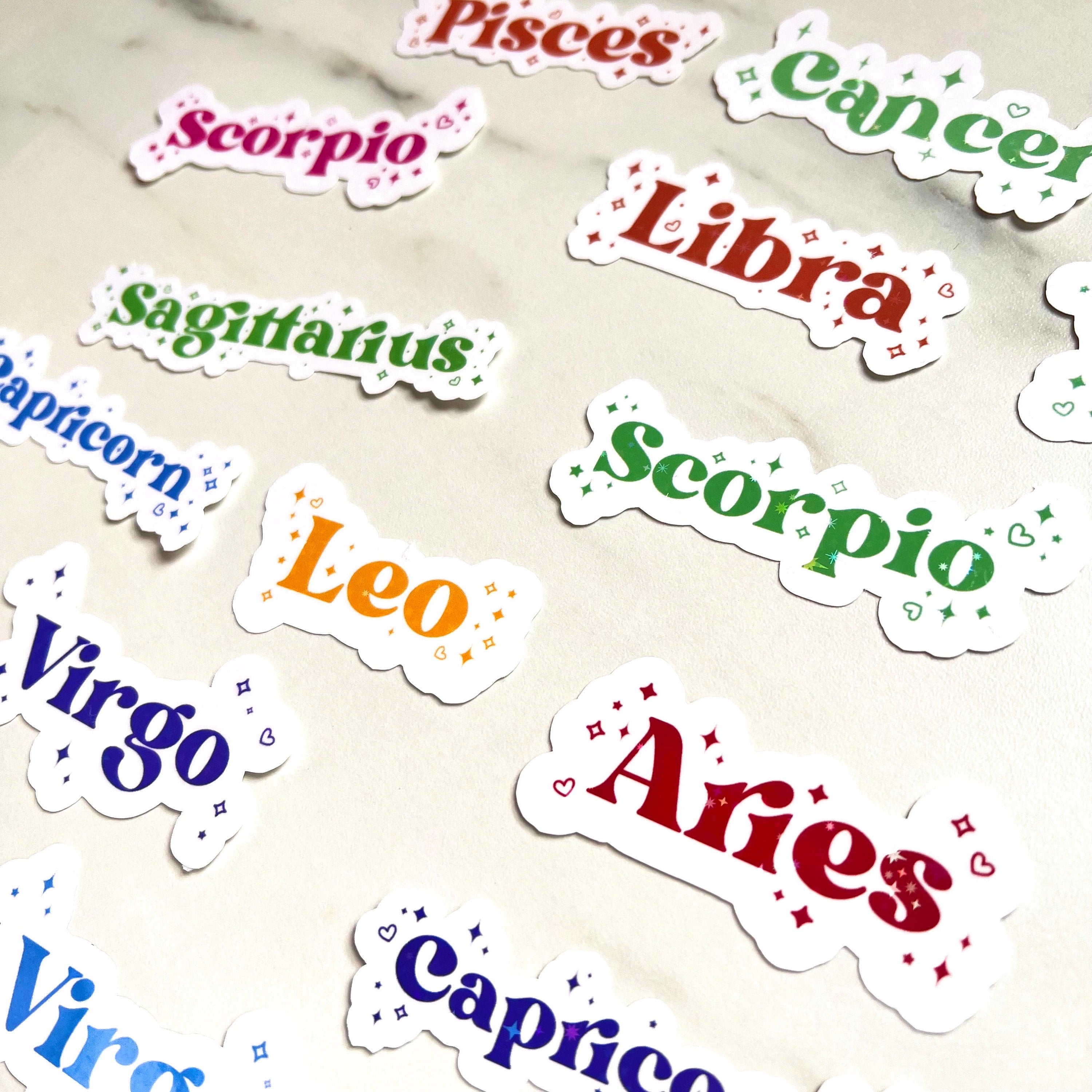 Zodiac Sticker Astrology, Holographic Star Sign, Vinyl, Witchy Tarot Horoscope, kindle stickers, laptop, die cut one piece sticker
