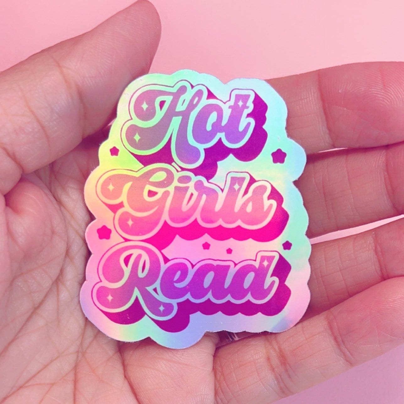 Hot Girls Read Sticker Holographic Journal Kindle Cover Booktok Bookish, Gift Book Lover, Book Stickers, iPad Tablet Waterbottle