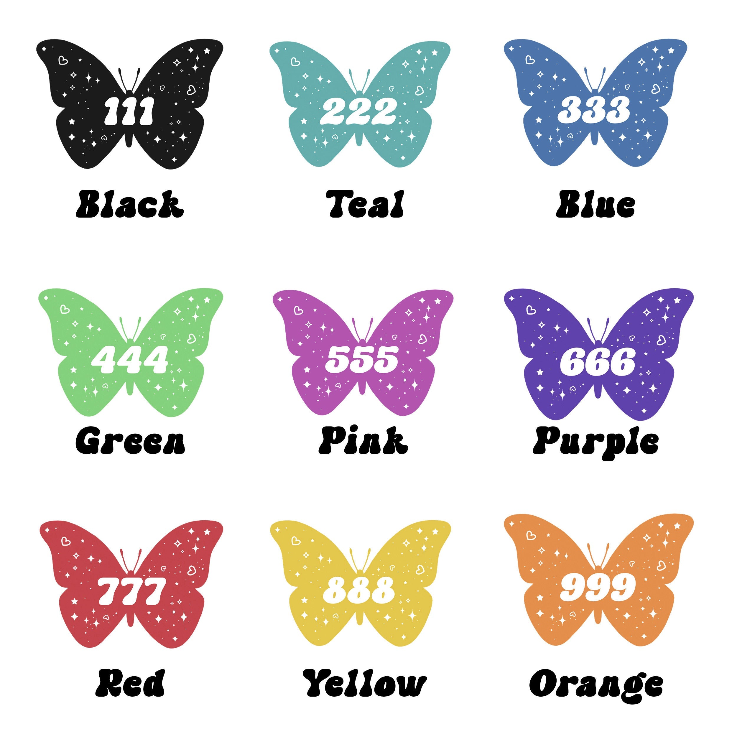 Angel Numbers Holographic Stickers Butterfly, Vinyl, Witchy Tarot Meaning, kindle stickers, laptop, die cut one piece sticker