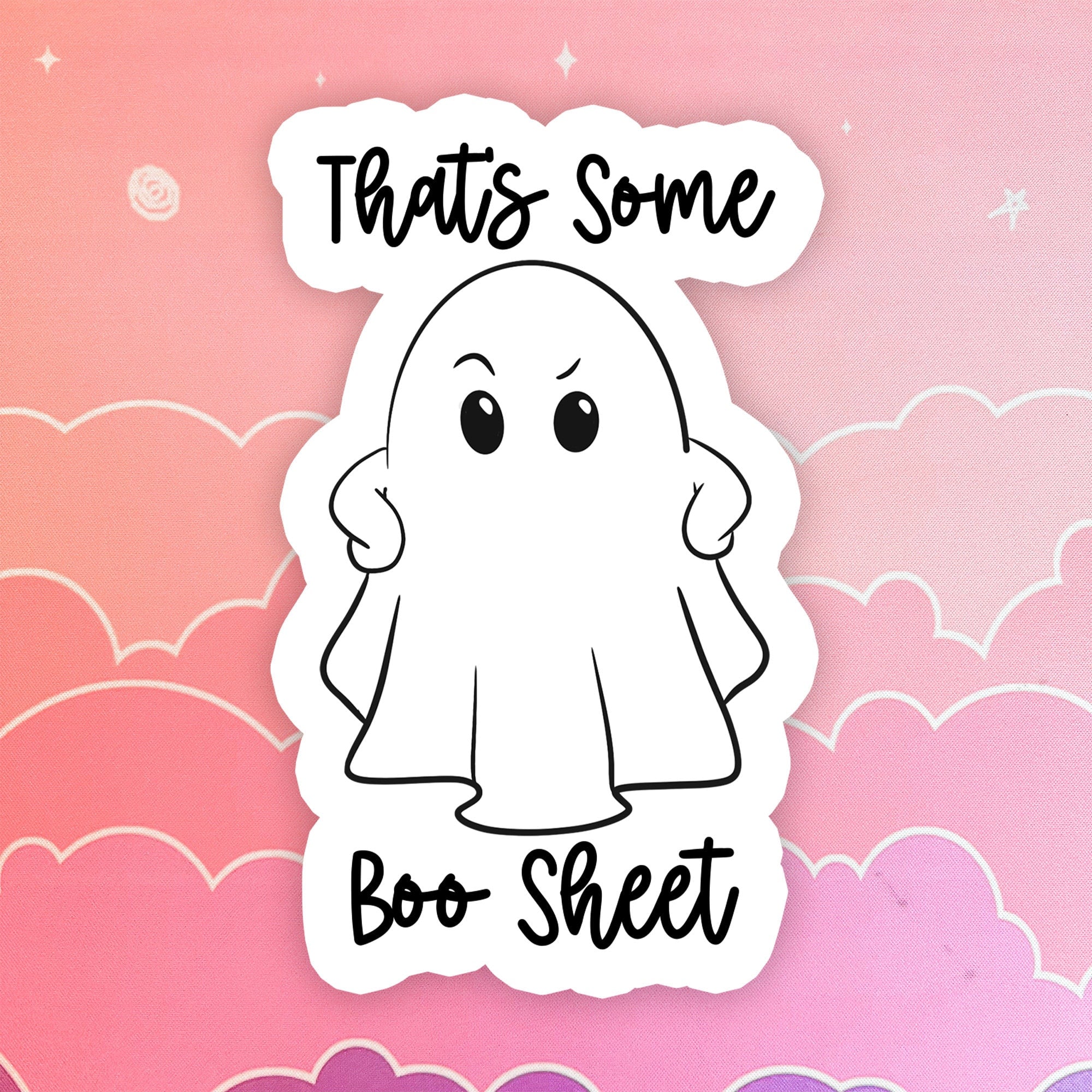 Funny Ghost sticker, Halloween stickers, spooky season, boo sheet, funny Halloween quotes, cute ghost, punny stickers, water bottle stickers