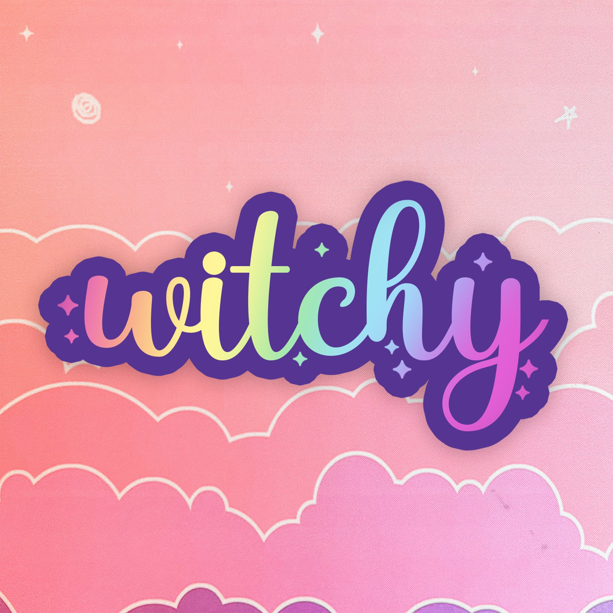 Witchy Sticker Halloween Aesthetic Laptop Sticker Purple and Rainbow Spooky Girly Stickers Cute Goth Kindle Stickers Hydroflask, Kawaii