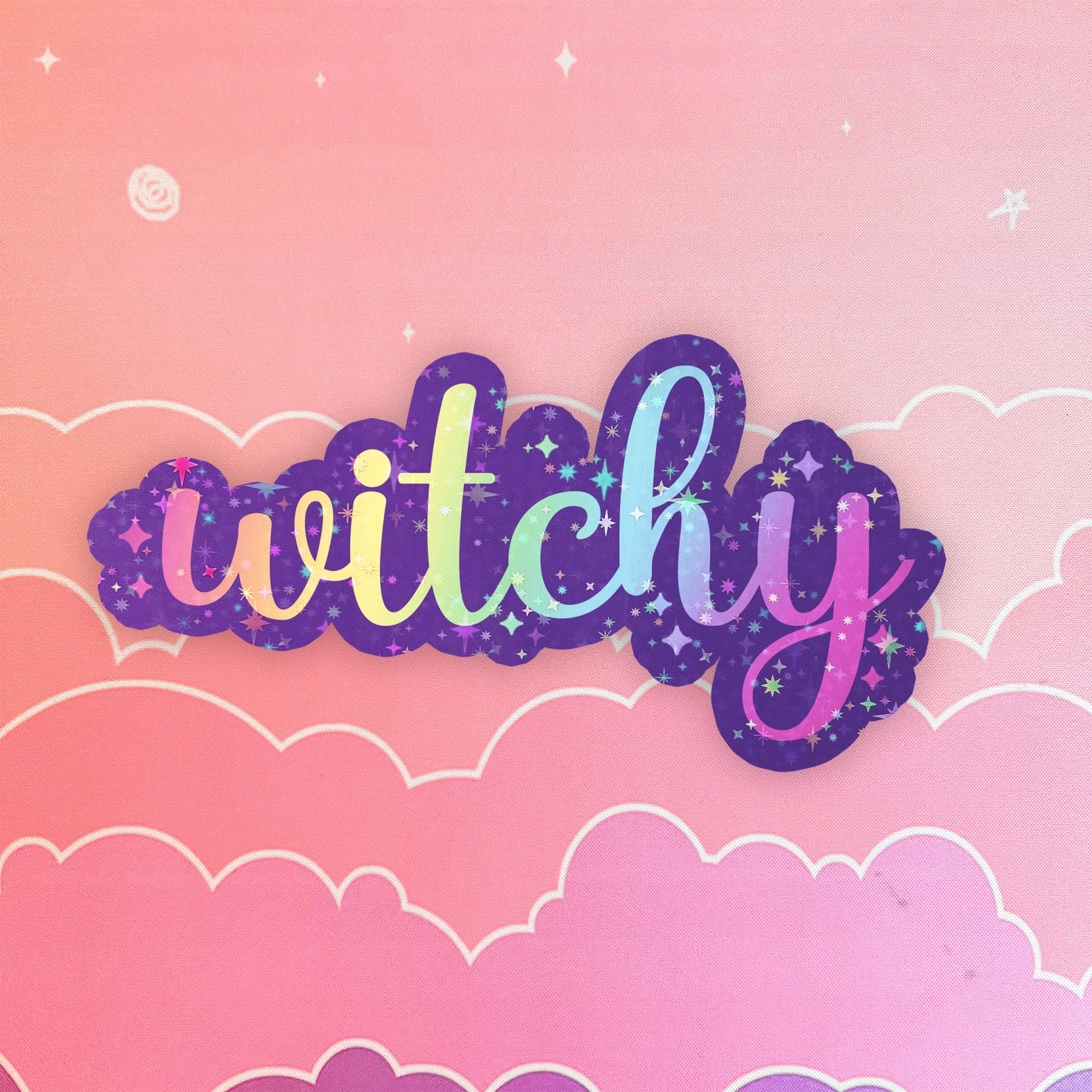 Witchy Sticker Halloween Aesthetic Laptop Sticker Purple and Rainbow Spooky Girly Stickers Cute Goth Kindle Stickers Hydroflask, Kawaii