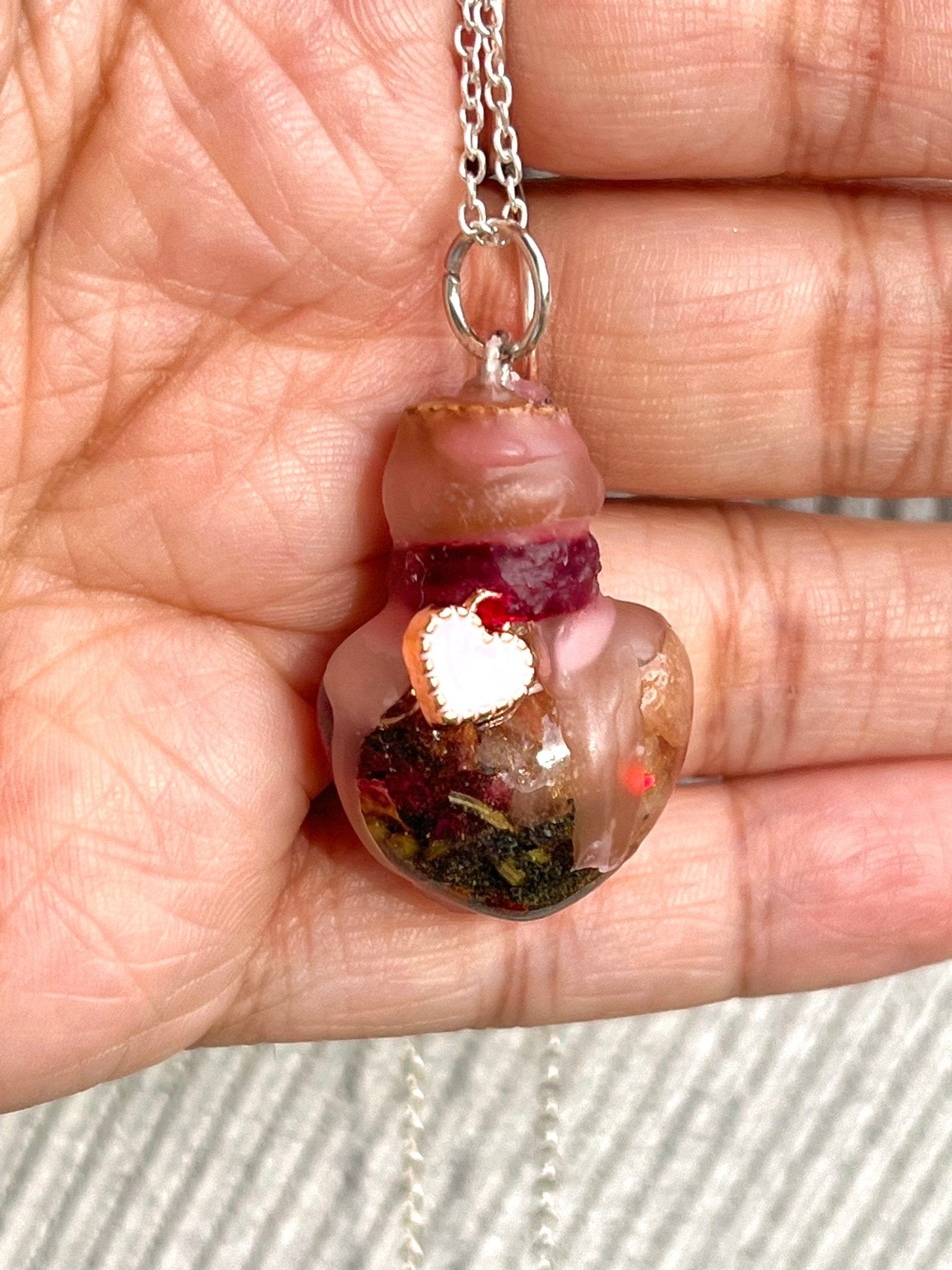 LOVE Spell Jar Necklace Keychain Earrings - Intention Spiritual Jewelry - Reconciliation - Positive Love Energy - MysticBluuMoonTarot