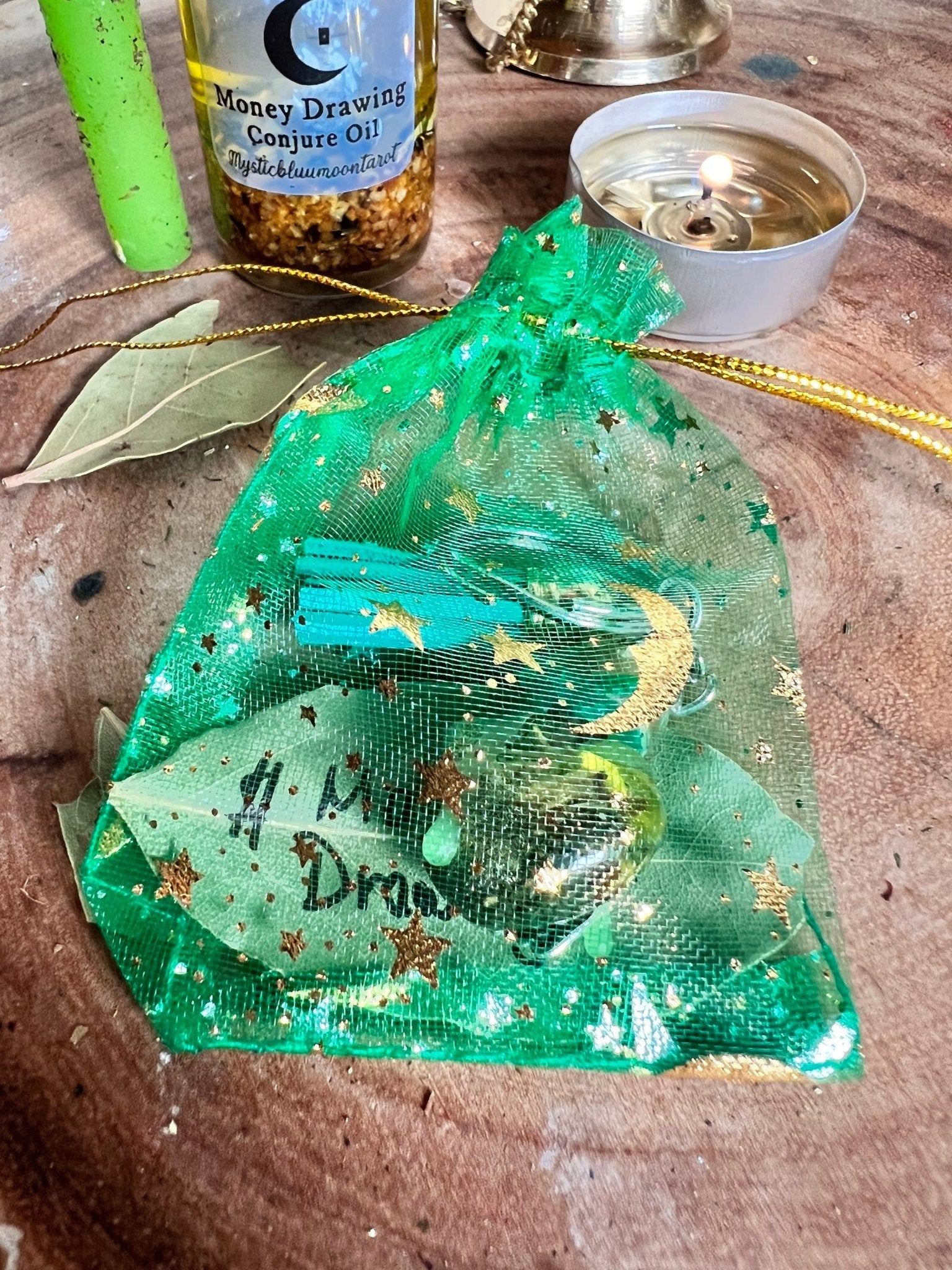 Money Spell Jar Keychain Charms Necklace - Intentions Lodestone Jewelry Money Luck Drawing Prosperity Hoodoo Spell Gift - MysticBluuMoonTarot