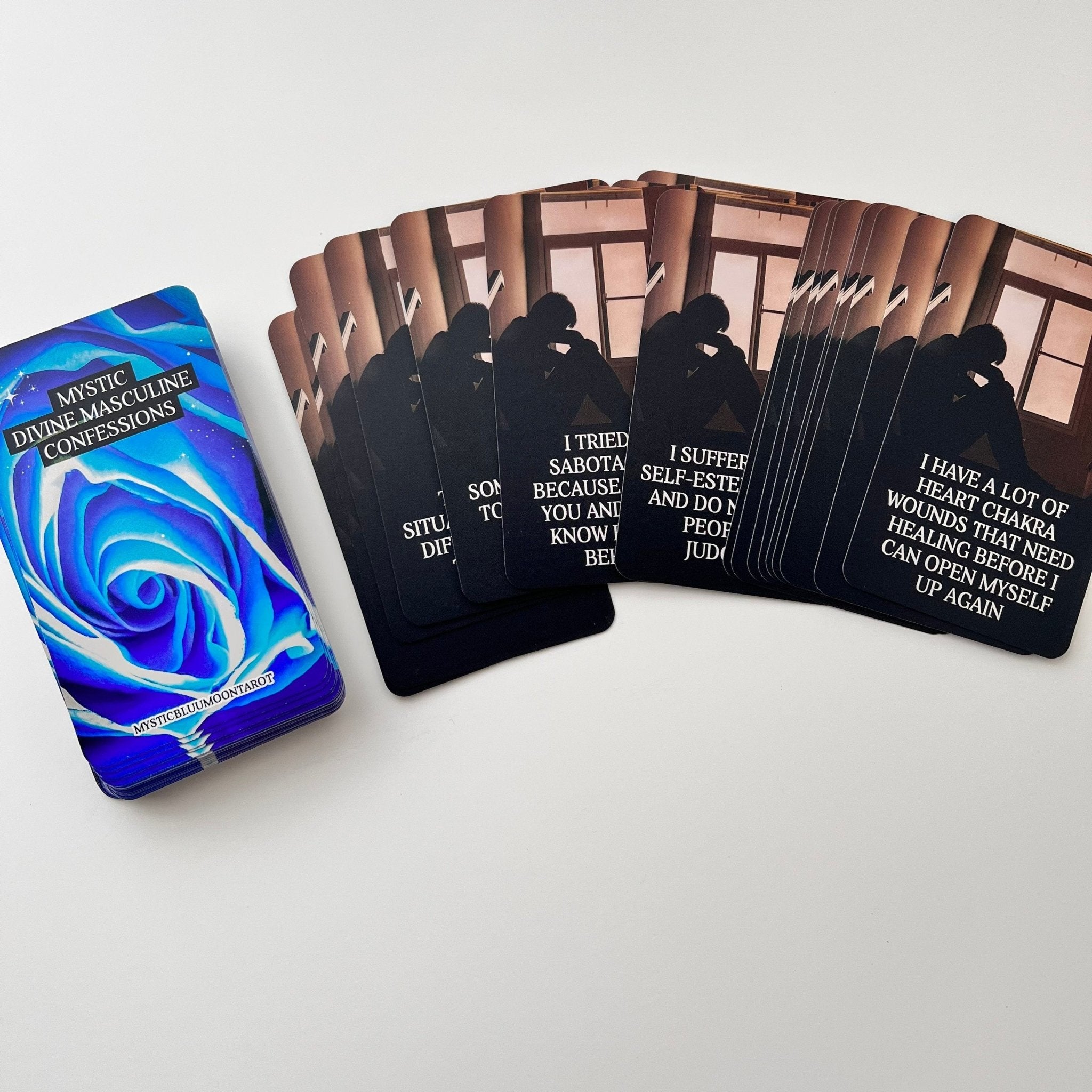 Mystic Divine Masculine Oracle Deck | Confessions Messages Deck | Twin Flame Deck | Love Oracle Cards 78 Cards - MysticBluuMoonTarot