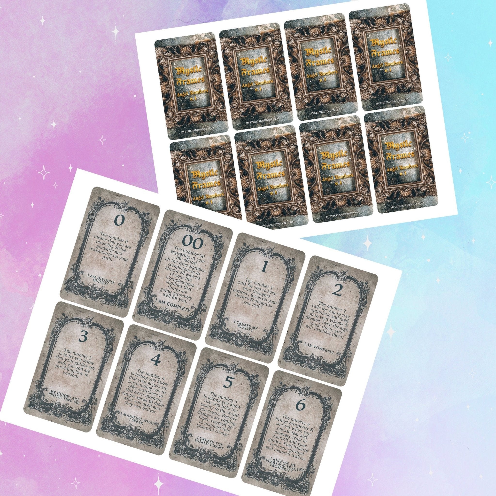 Mystic Frames Angel Numbers Printable Oracle Deck | Digital | INSTANT DOWNLOAD - MysticBluuMoonTarot